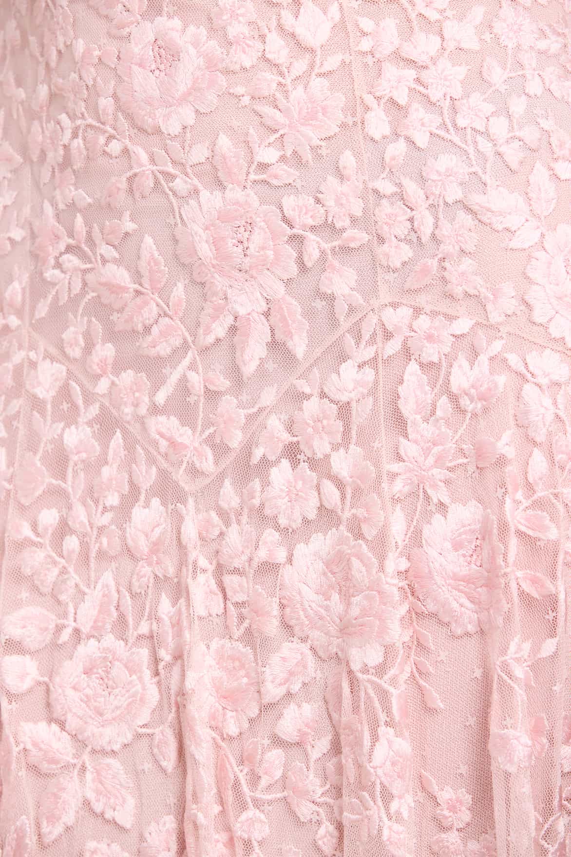 Needle & Thread Rosa suknia haftowana Pink długi rękaw