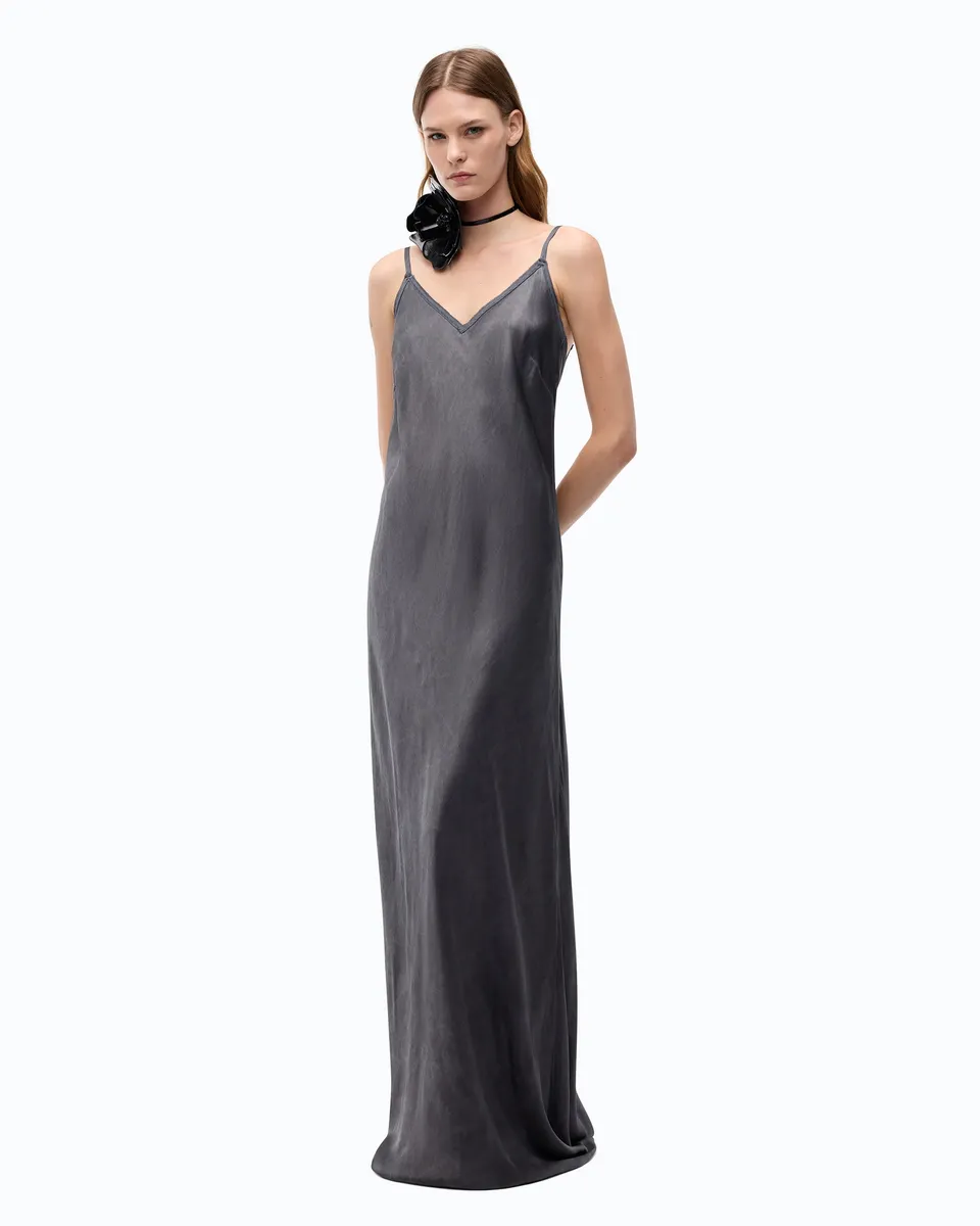 Pinko Viper Dress sukienka satynowa czarna długa