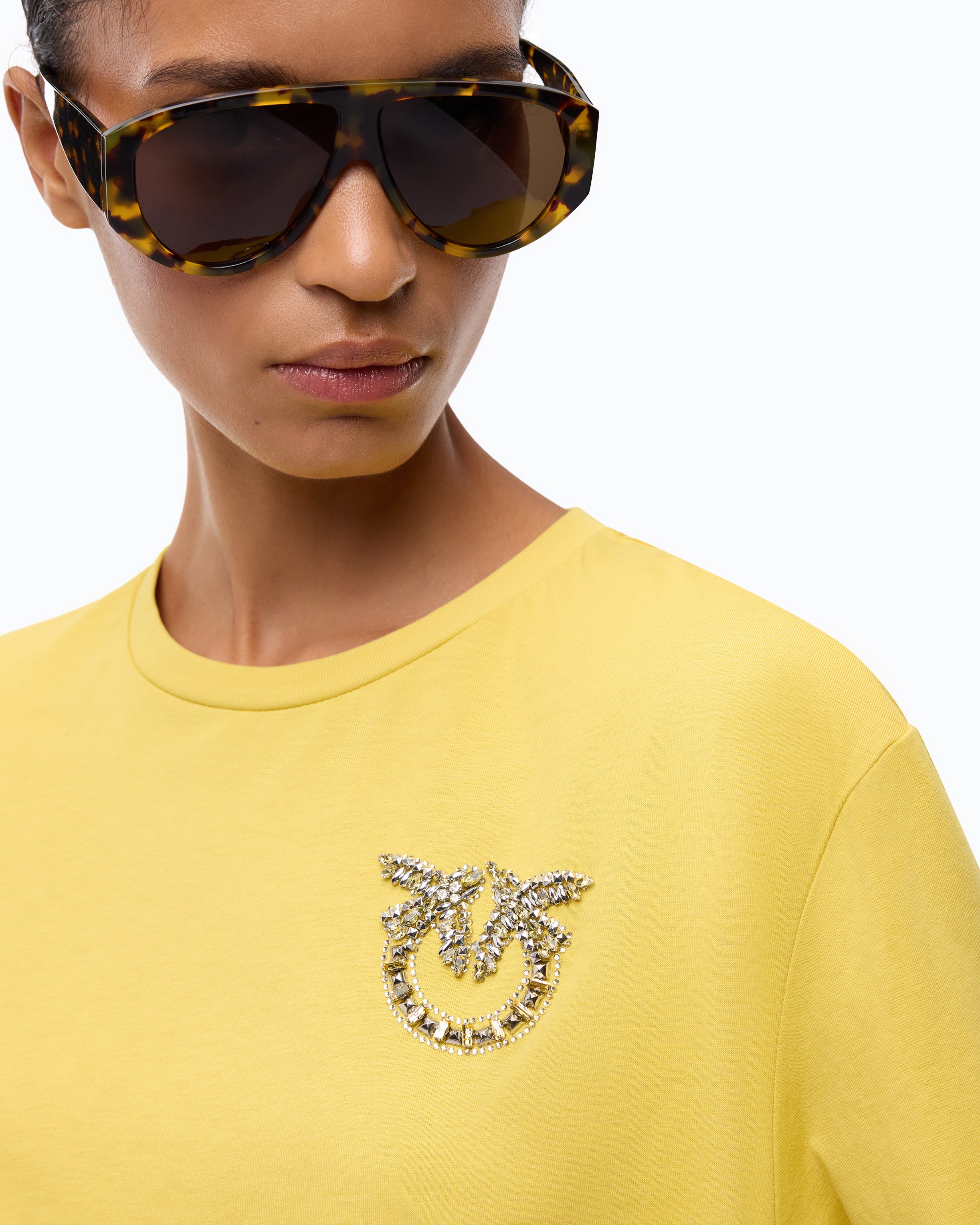 Pinko Strepitoso T-shirt Love Birds żółty