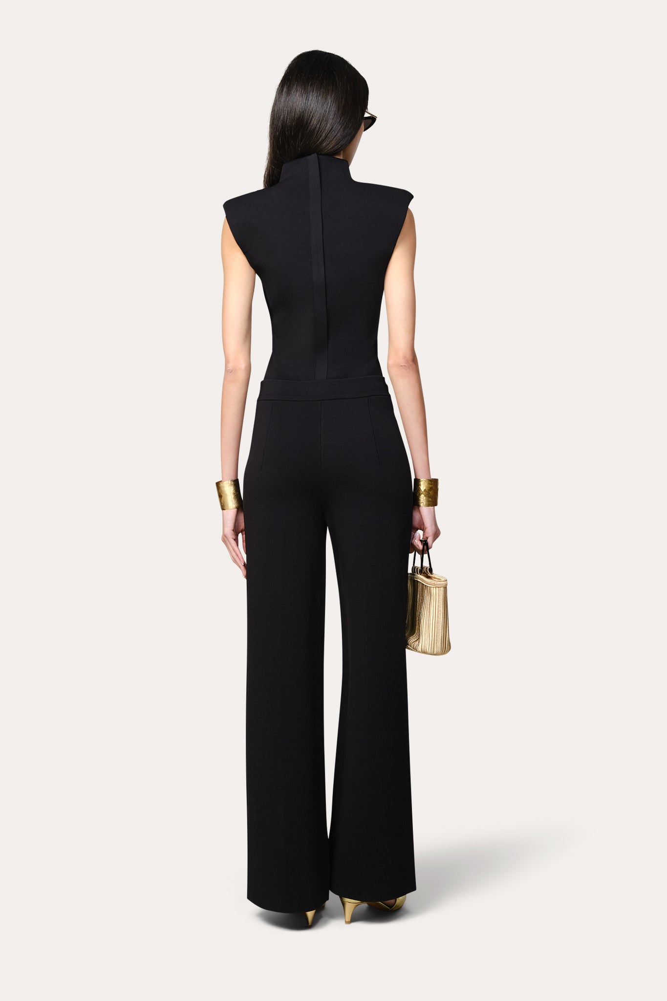 Elie Tahari Milano Sculpt Structured top bez rękawów czarny