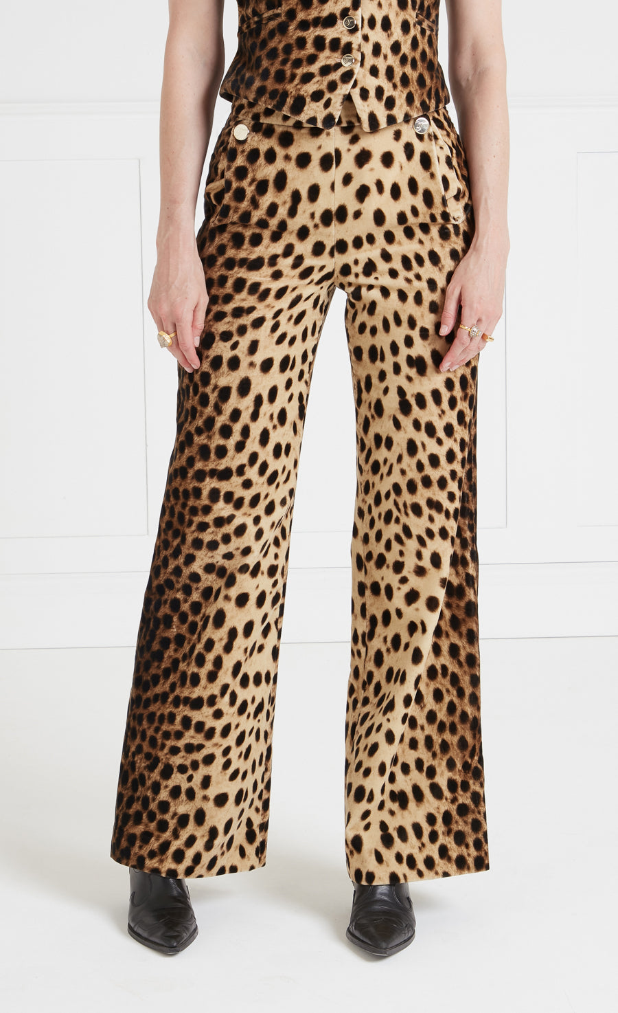 Temperley London Nemera spodnie welurowe leopard