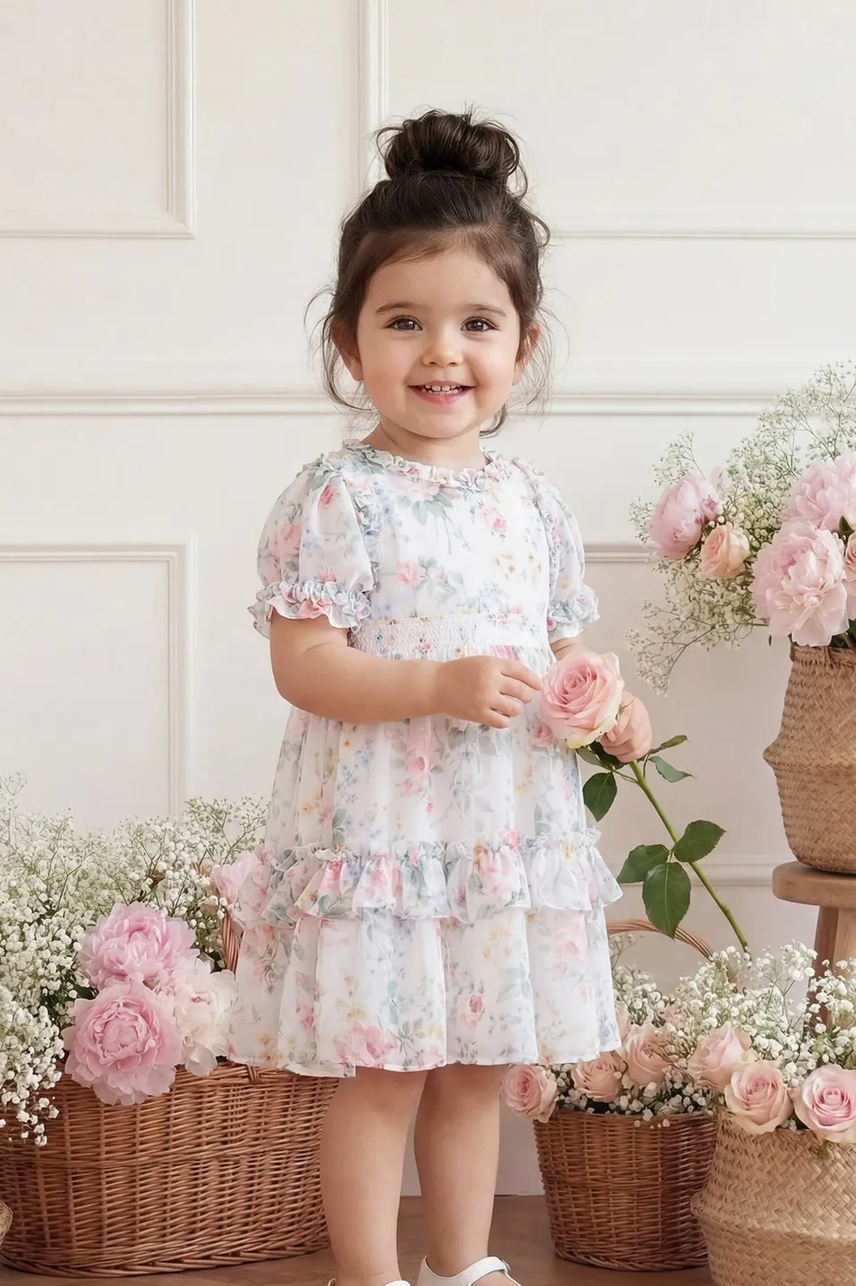 Needle & Thread Pompadour Garden sukienka niemowlęca z bloomersami