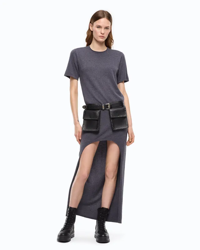 Pinko Bratislava Dress sukienka wełniana szara długa
