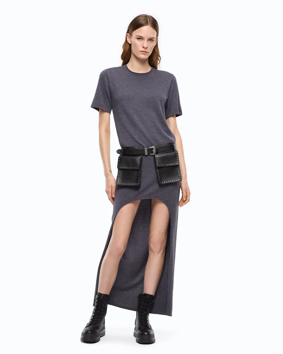 Pinko Bratislava Dress sukienka wełniana szara długa