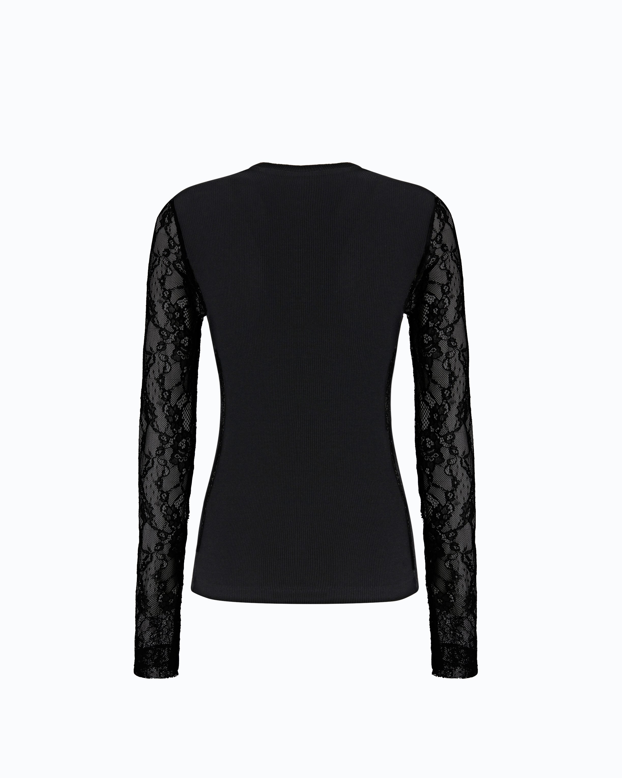 Pinko Fucecchio T-Shirt sweter czarny koronka