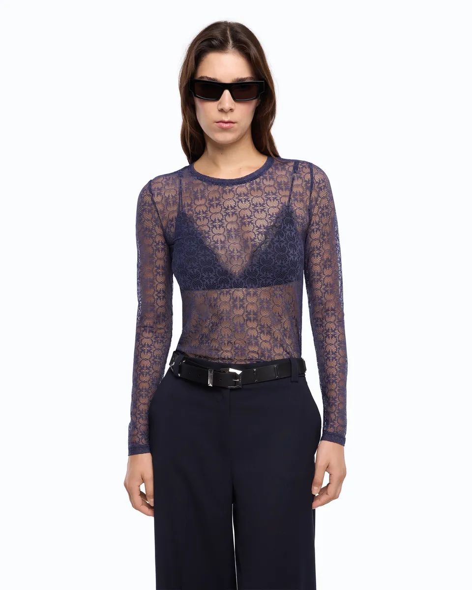 Pinko Rover Sweater sweter koronkowy niebieski