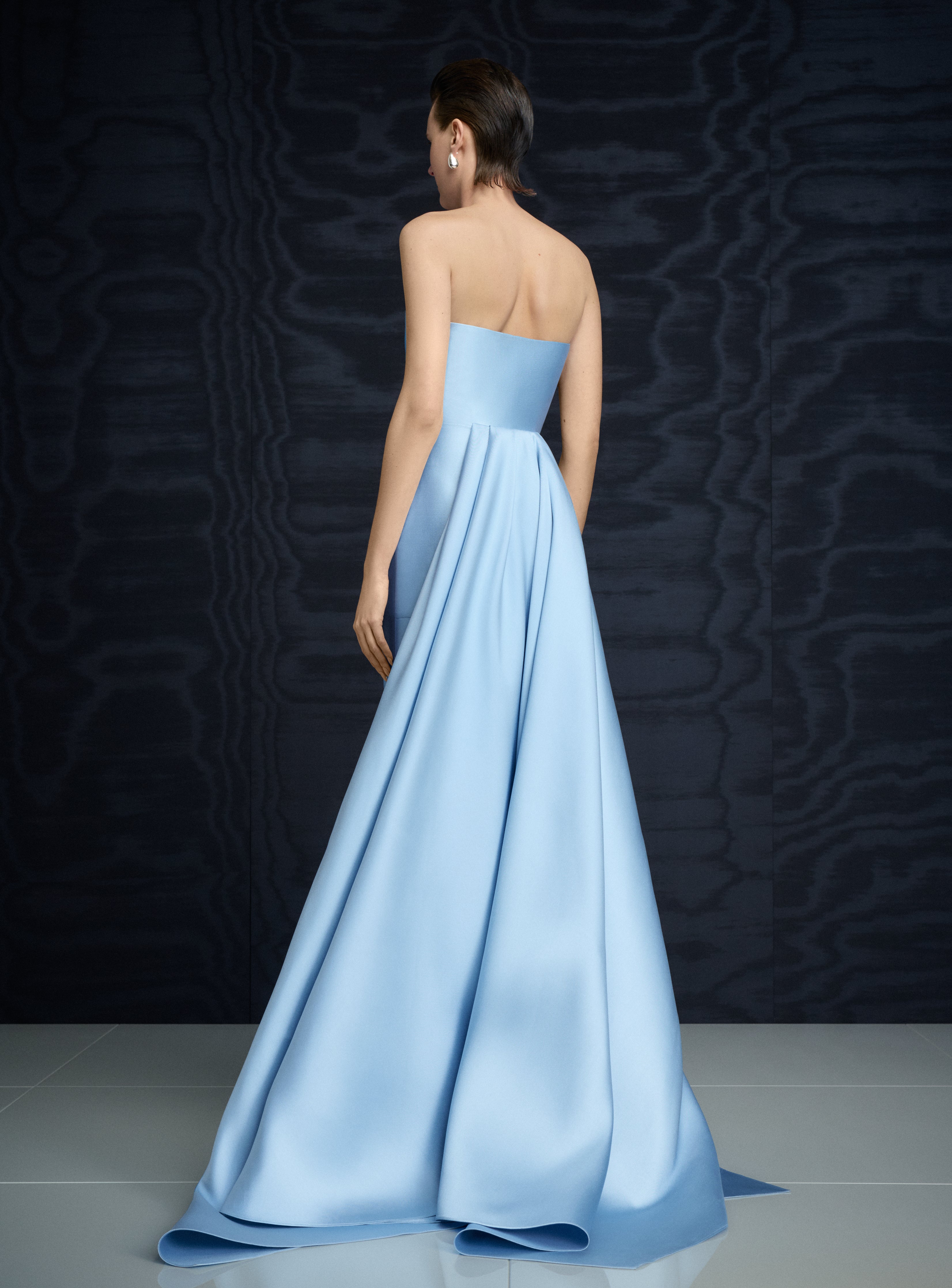 SOLACE LONDON Imani sukienka maxi błękitna gorsetowa