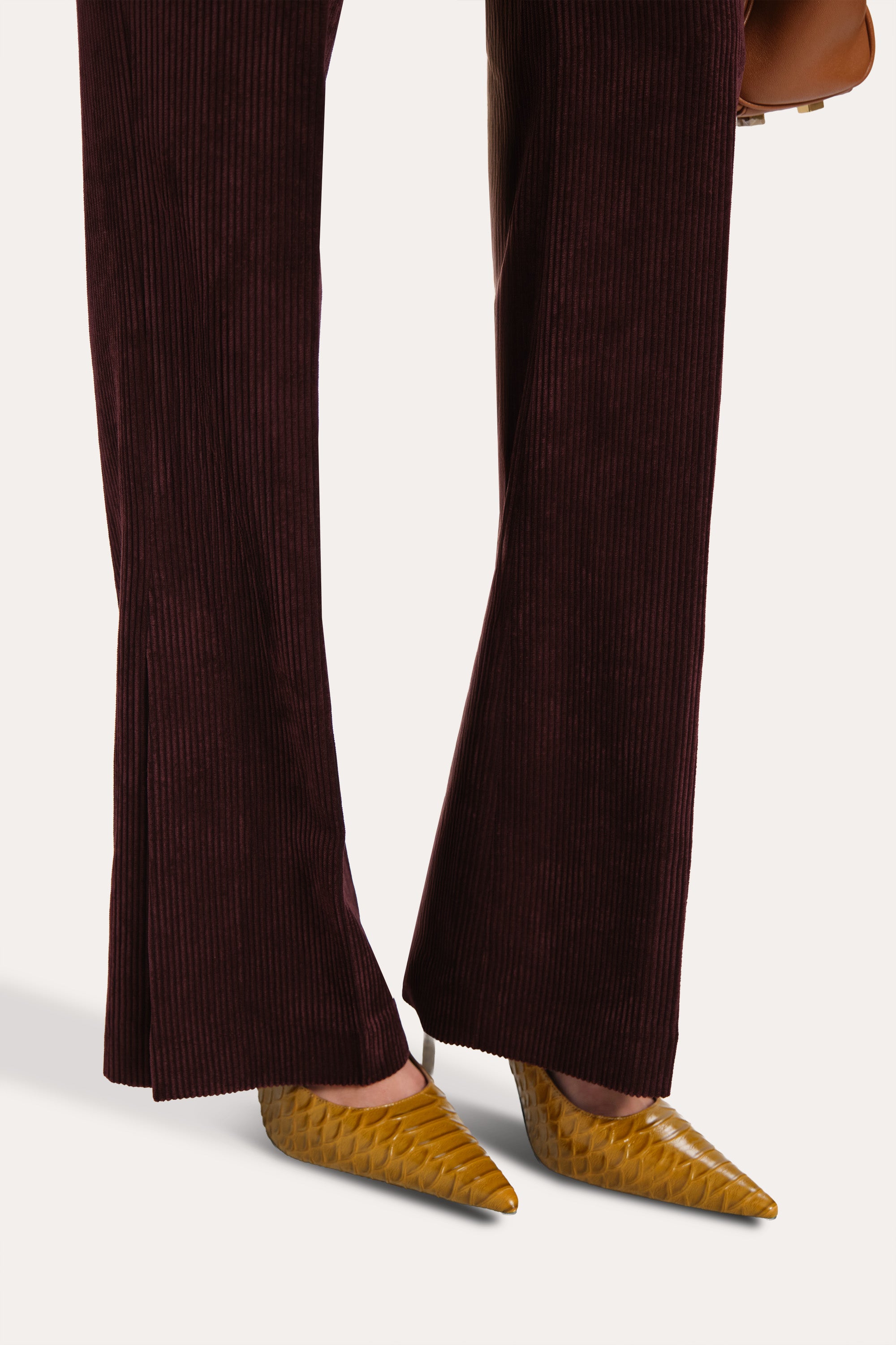 Elie Tahari Catalina Italian Corduroy Pants spodnie bordowe