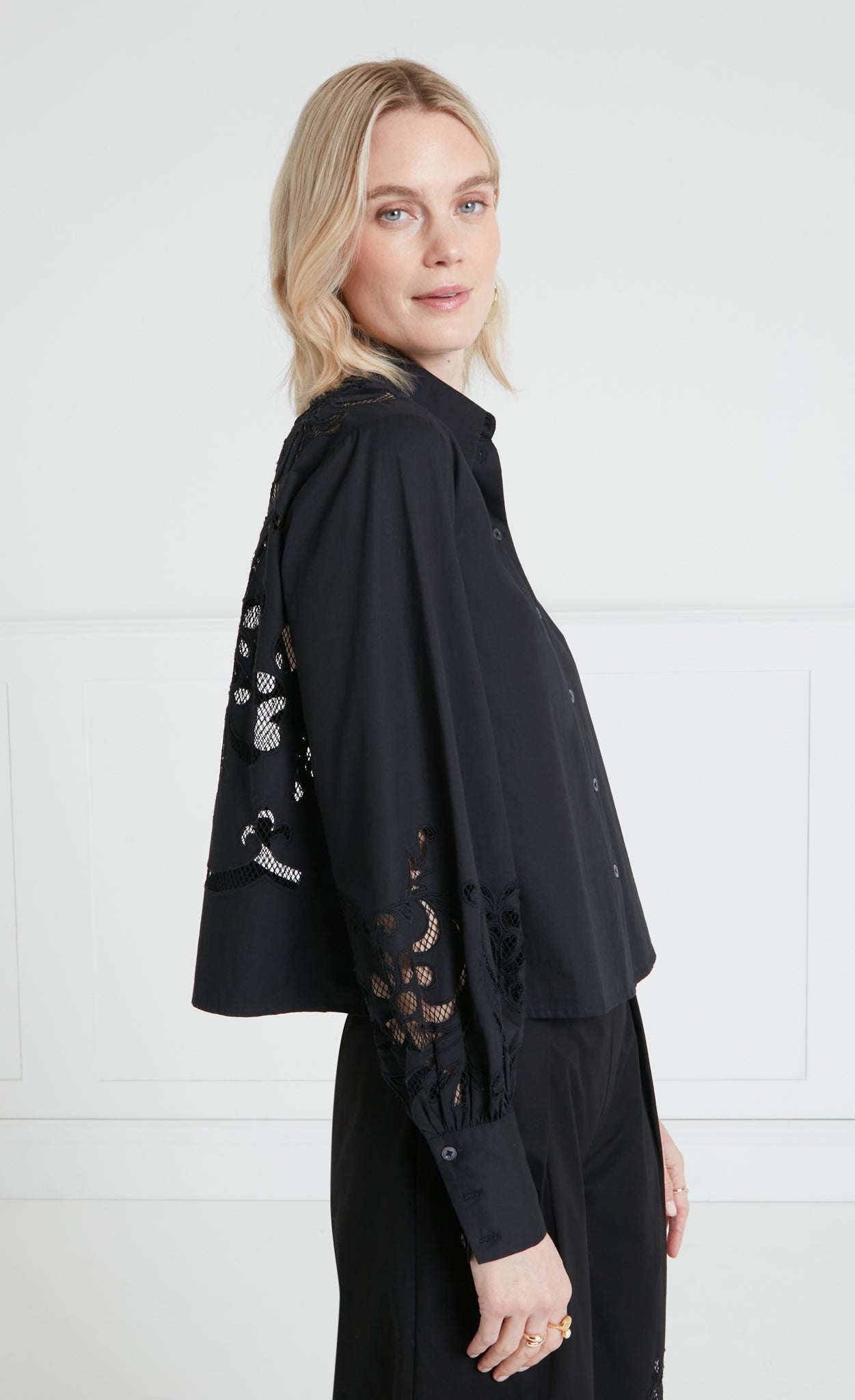 Temperley London Nelle koszula bawełniana czarna