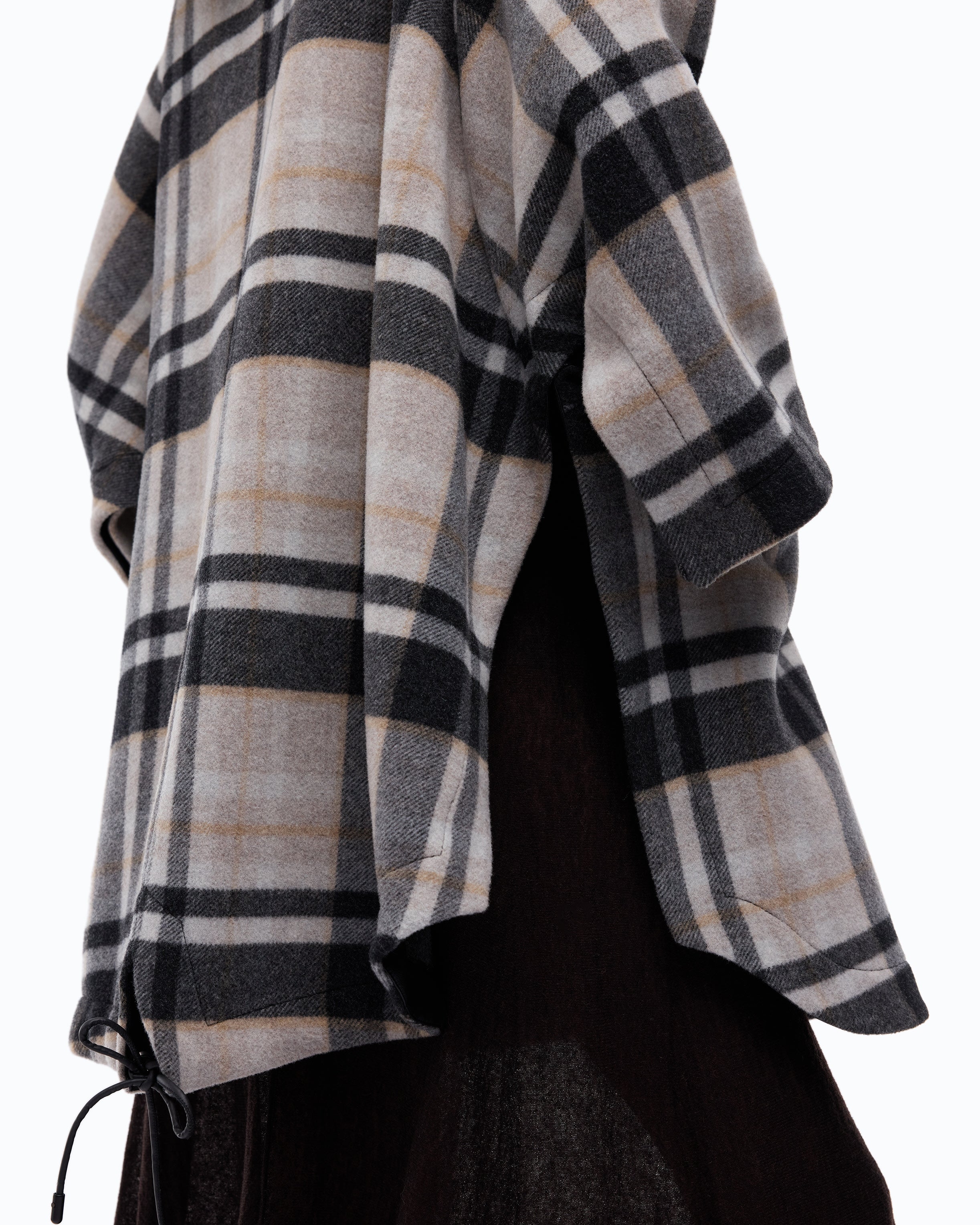 Pinko Musa Cape peleryna wełniana w kratę oversize