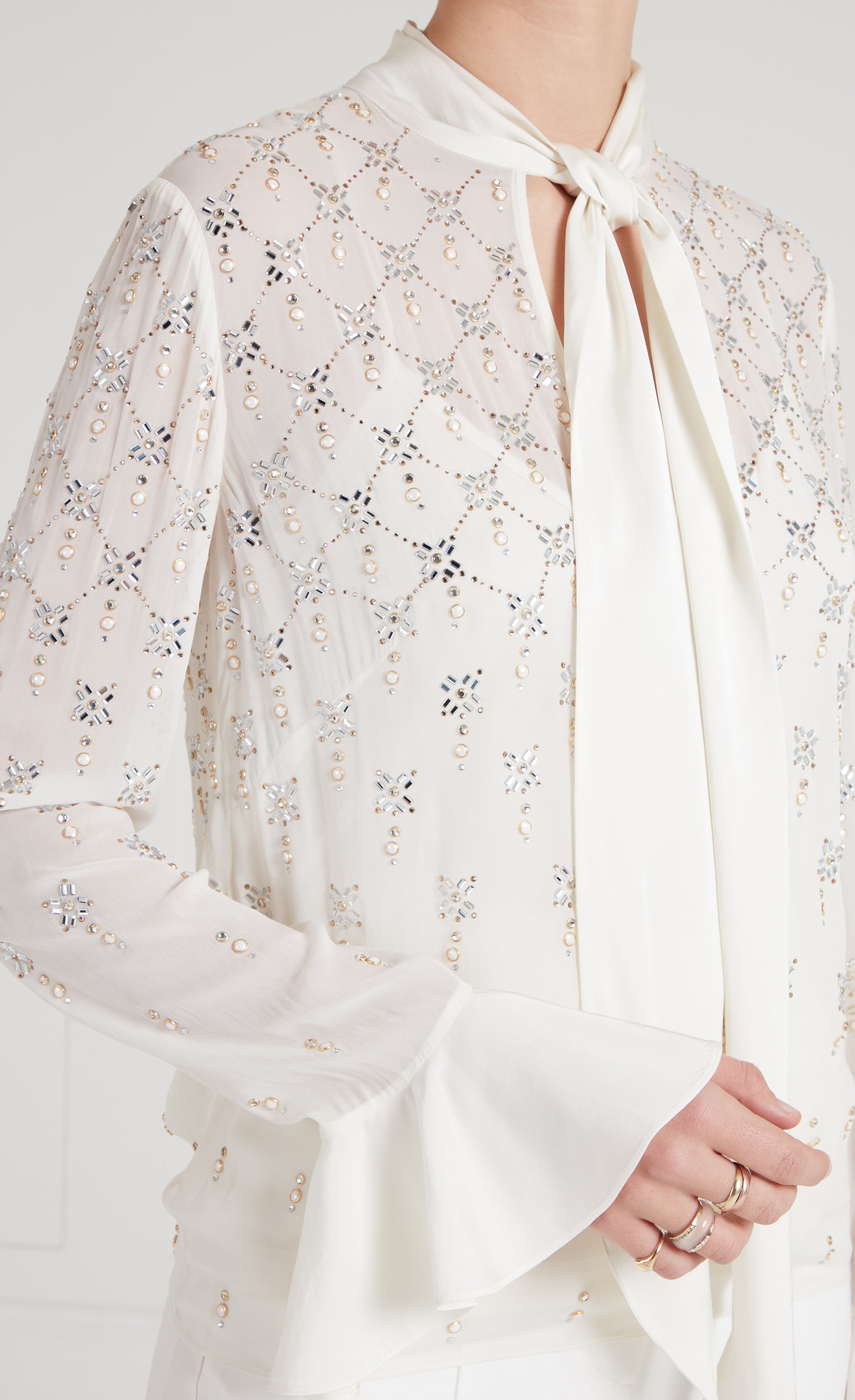 Temperley London Gallantry Blouse bluzka Ivory kryształki