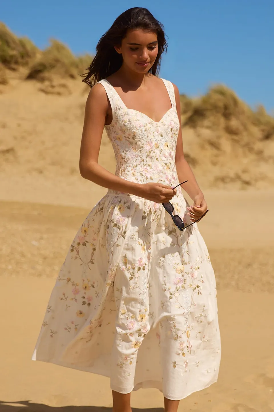 Needle & Thread Garden Rose Ankle Gown sukienka lniana bez rękawów
