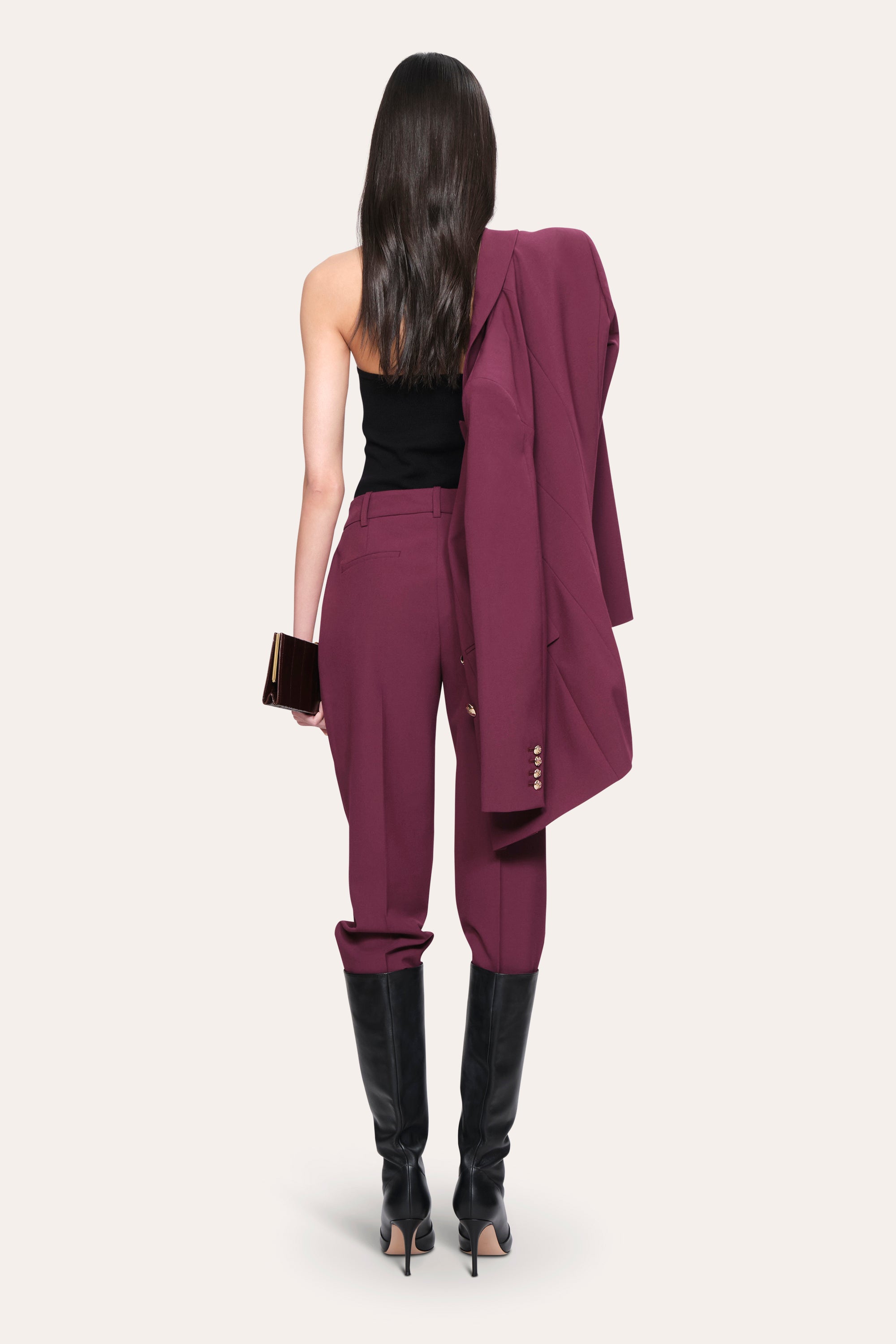 Elie Tahari E802R215 spodnie śliwkowe cygaretki