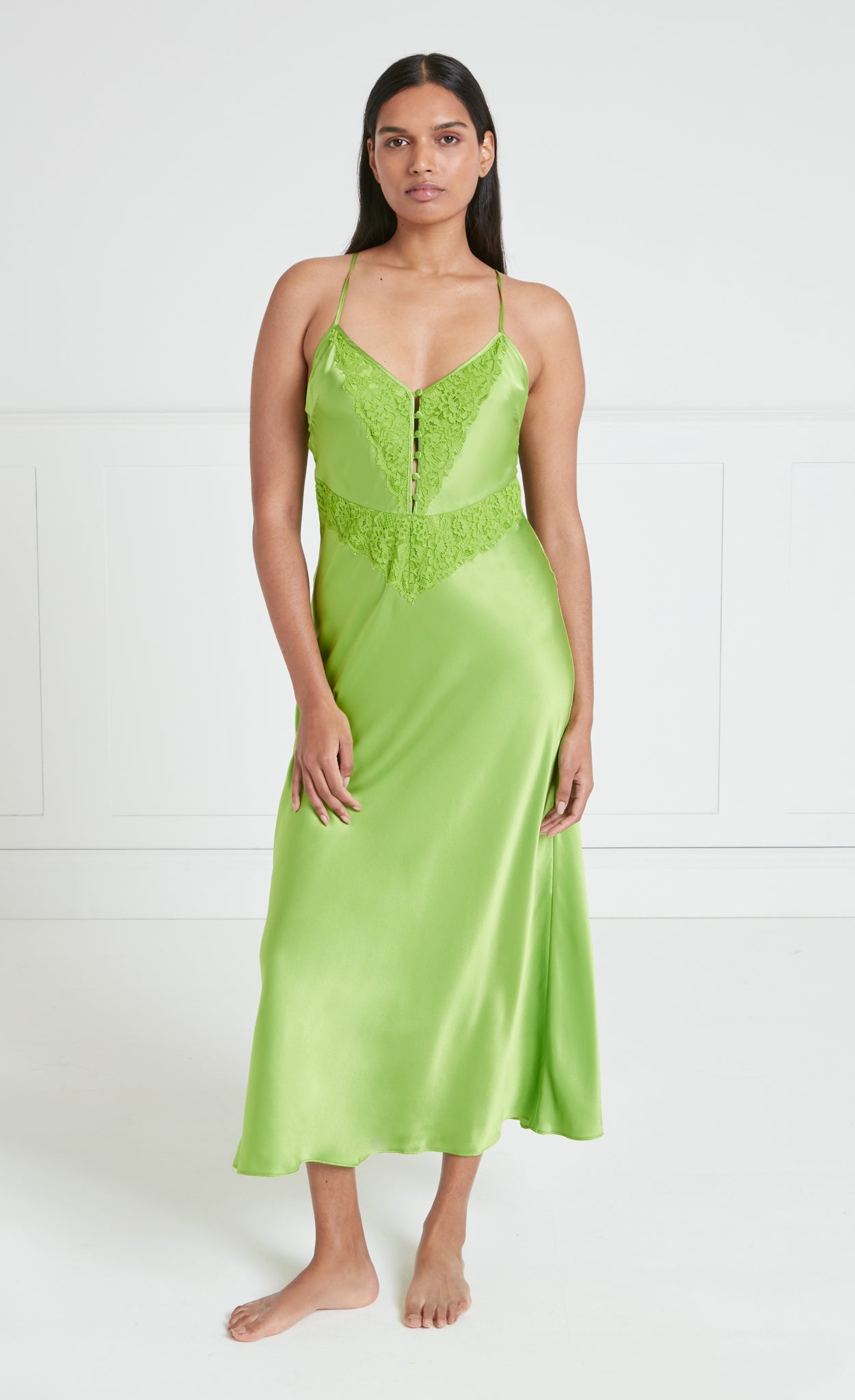 Temperley London Thalia sukienka satynowa Green