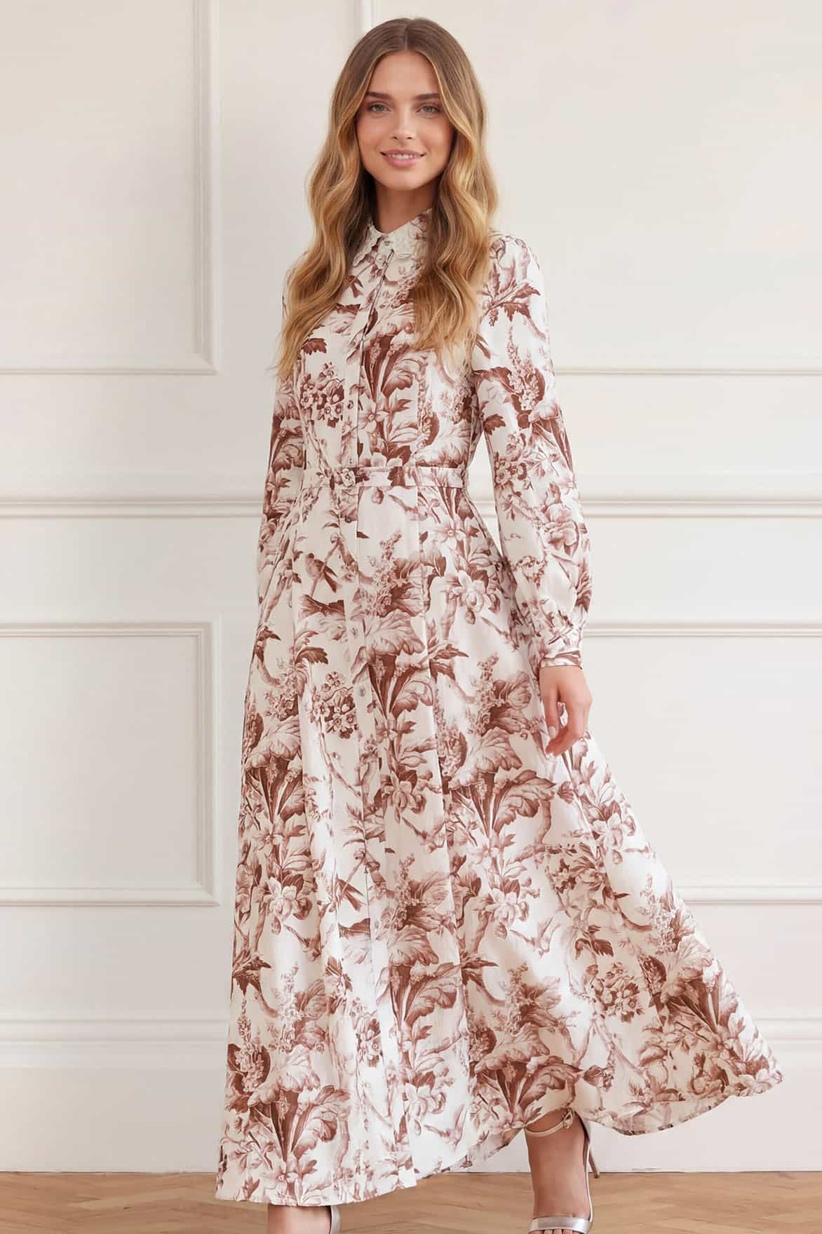 Needle & Thread Marie Toile de Jouy sukienka koszulowa żakardowa