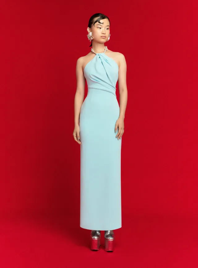 Solace London Riva sukienka Arctic Blue wieczorowa długa