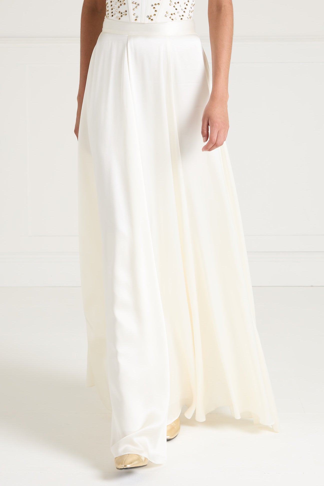 Temperley London Amerie spódnica satynowa ivory długa