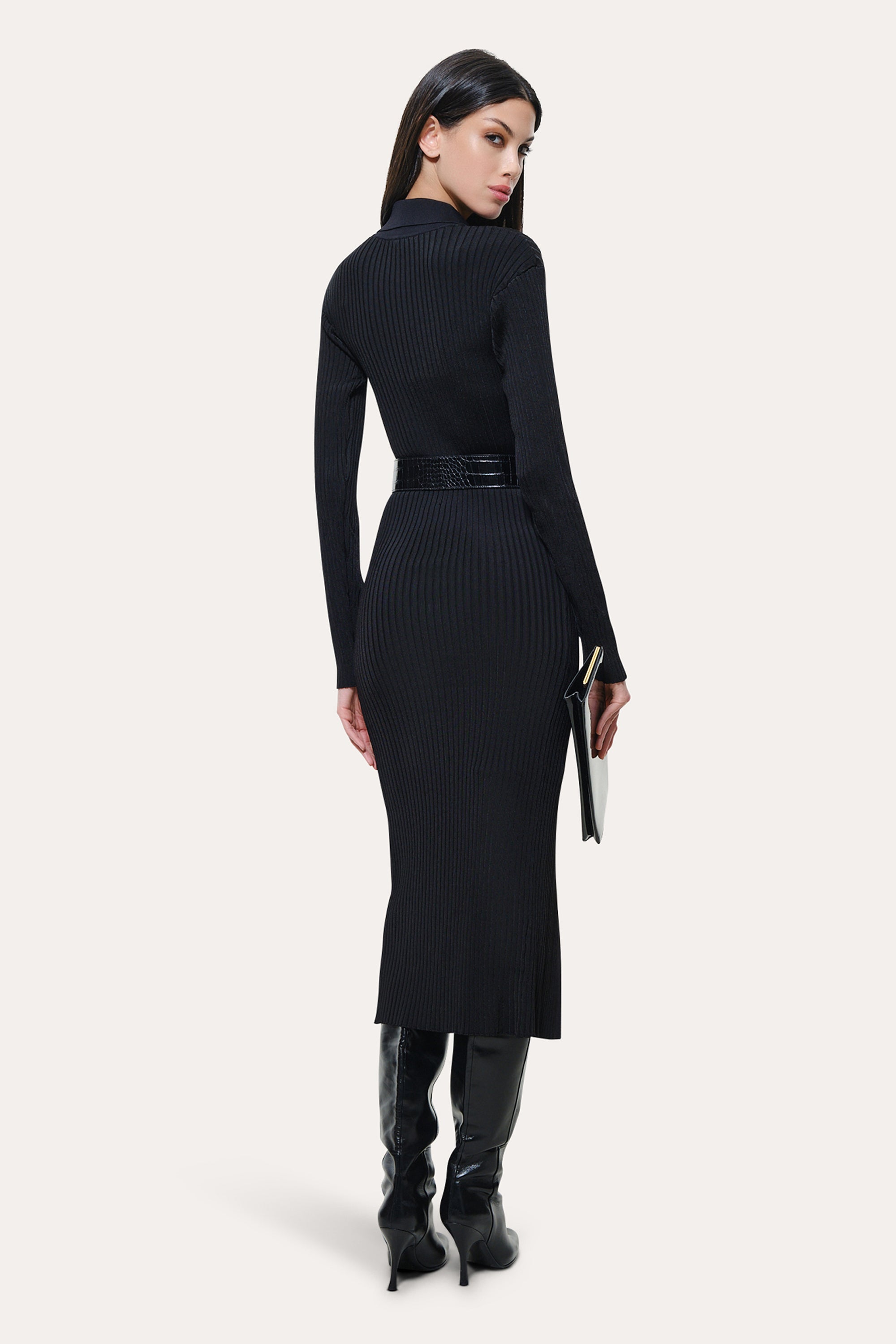 Elie Tahari Roxanne sukienka Black prążkowana