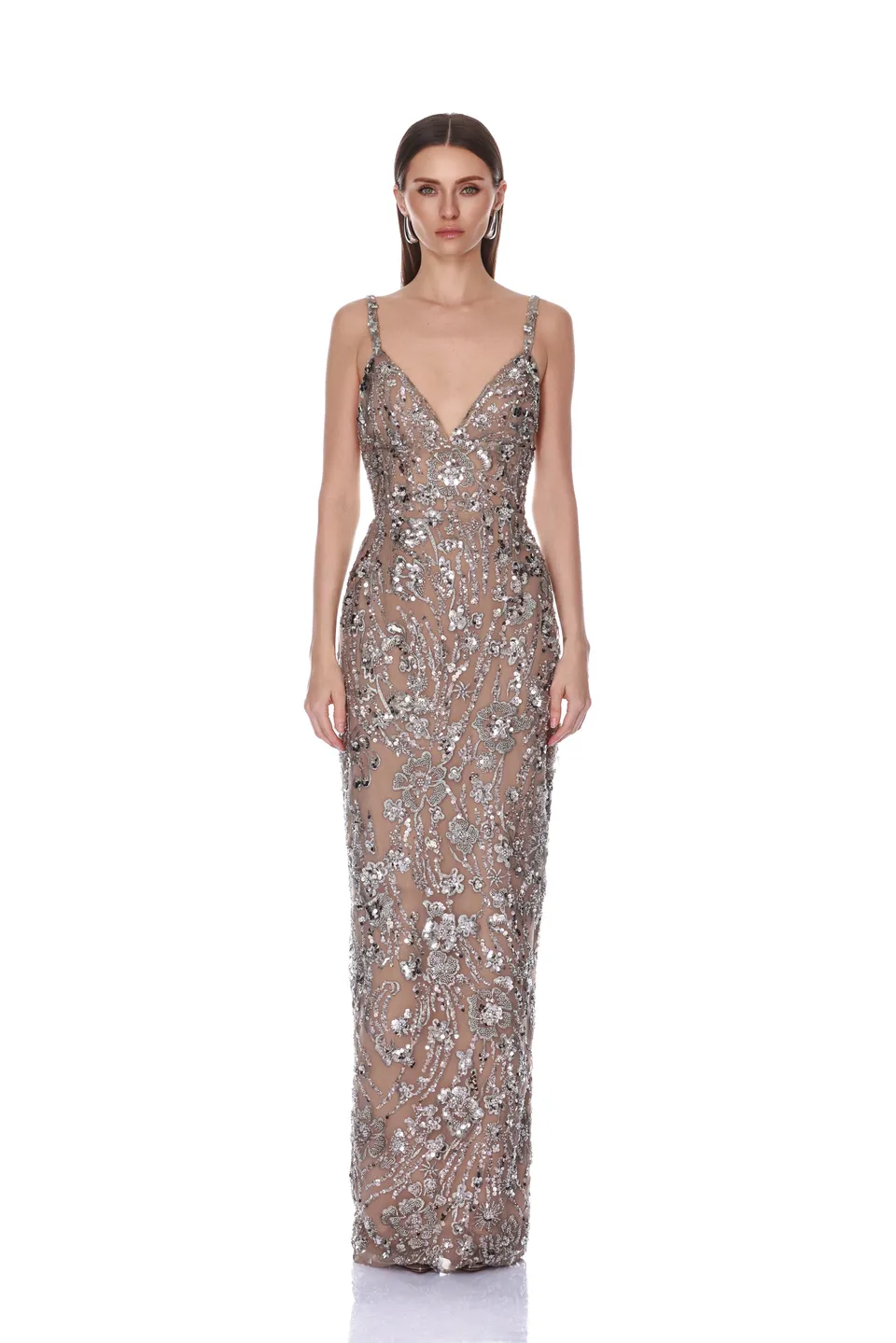 Bronx and Banco Venetian Allegra Silver sukienka maxi srebrna
