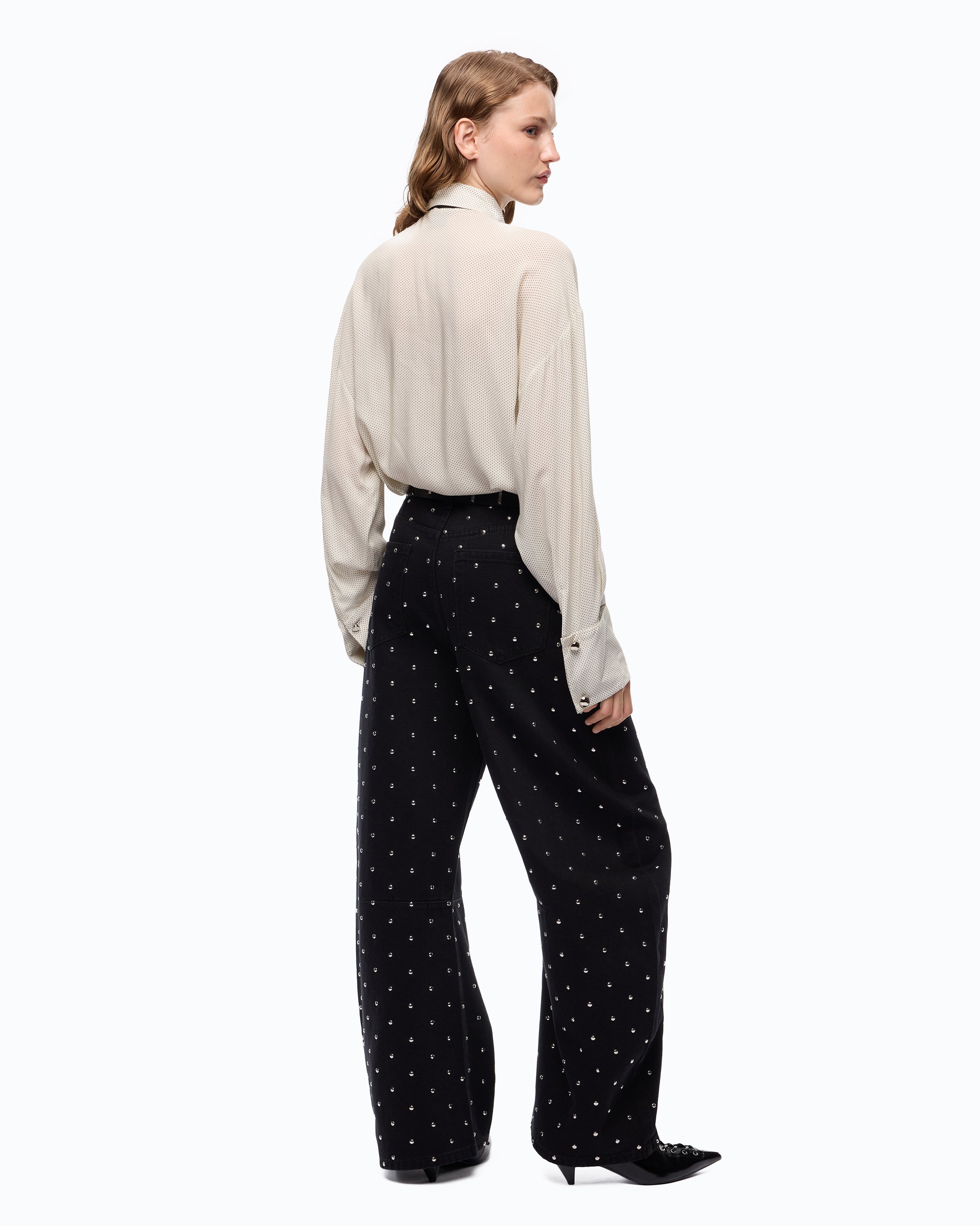 Pinko Colchico Shirt koszula w kropki z krawatem