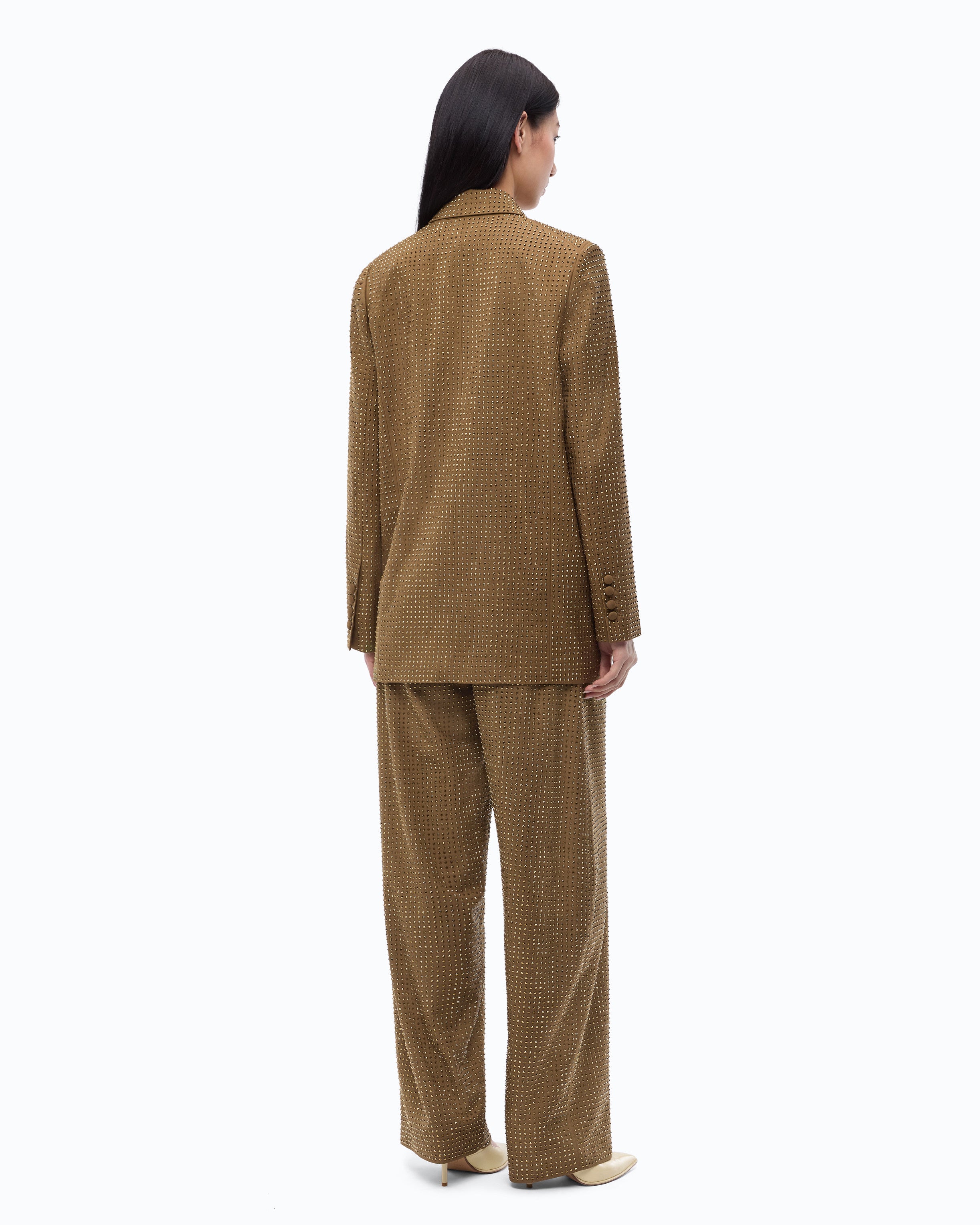 Pinko Deledda żakiet oversize brązowy w kryształki