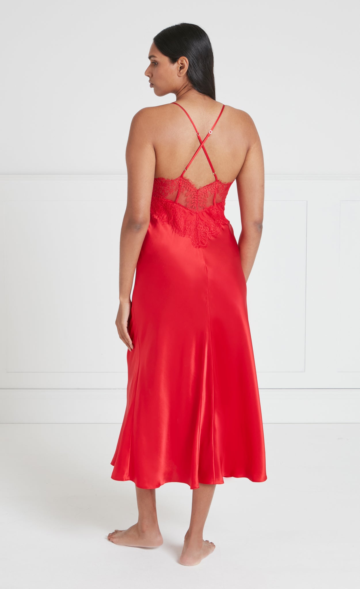 Temperley London Gaia koszula nocna czerwona satyna