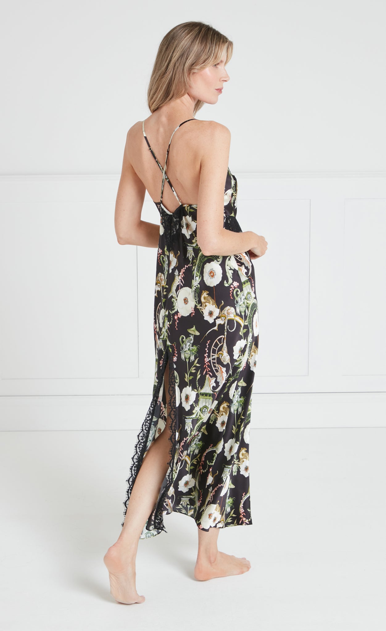 Temperley London Aphrodite koszula nocna czarna midi