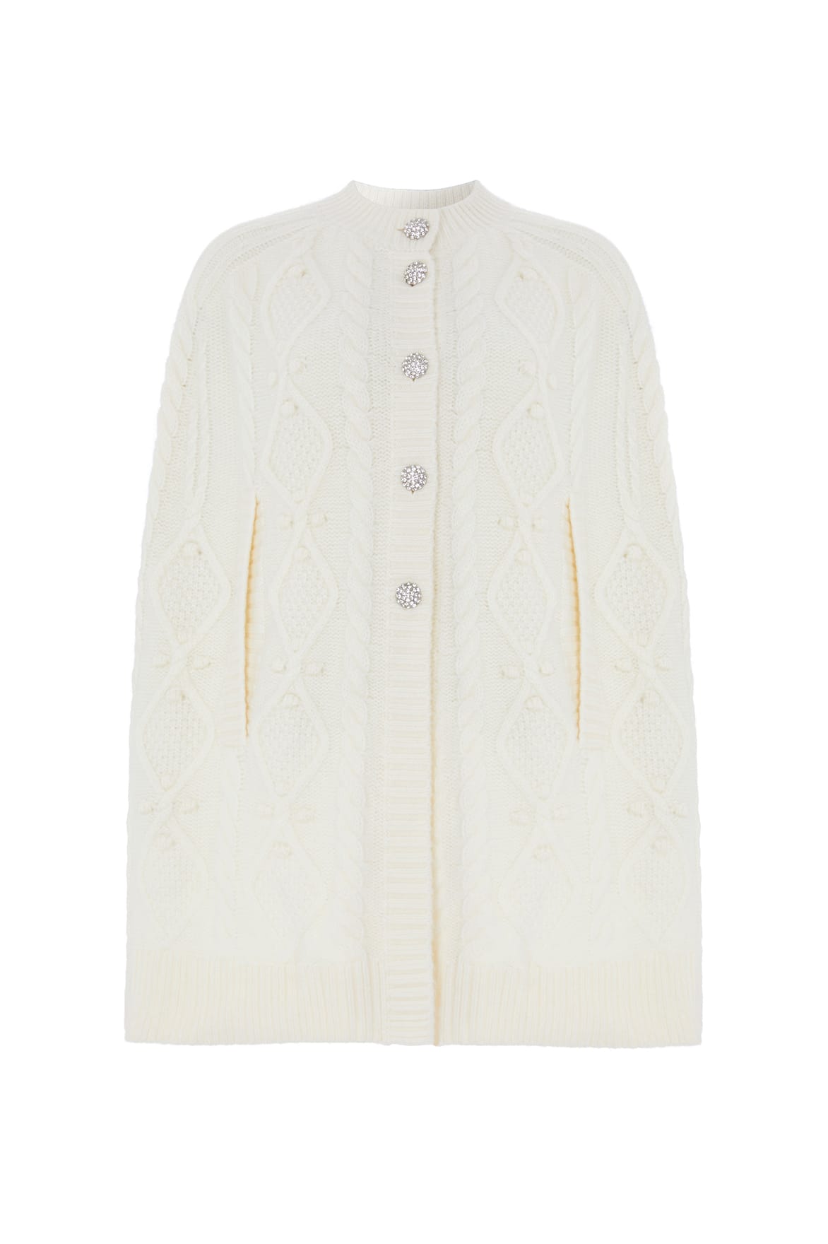 Needle & Thread Sylvie Cable Jewelled Cape peleryna kremowa z alpaki