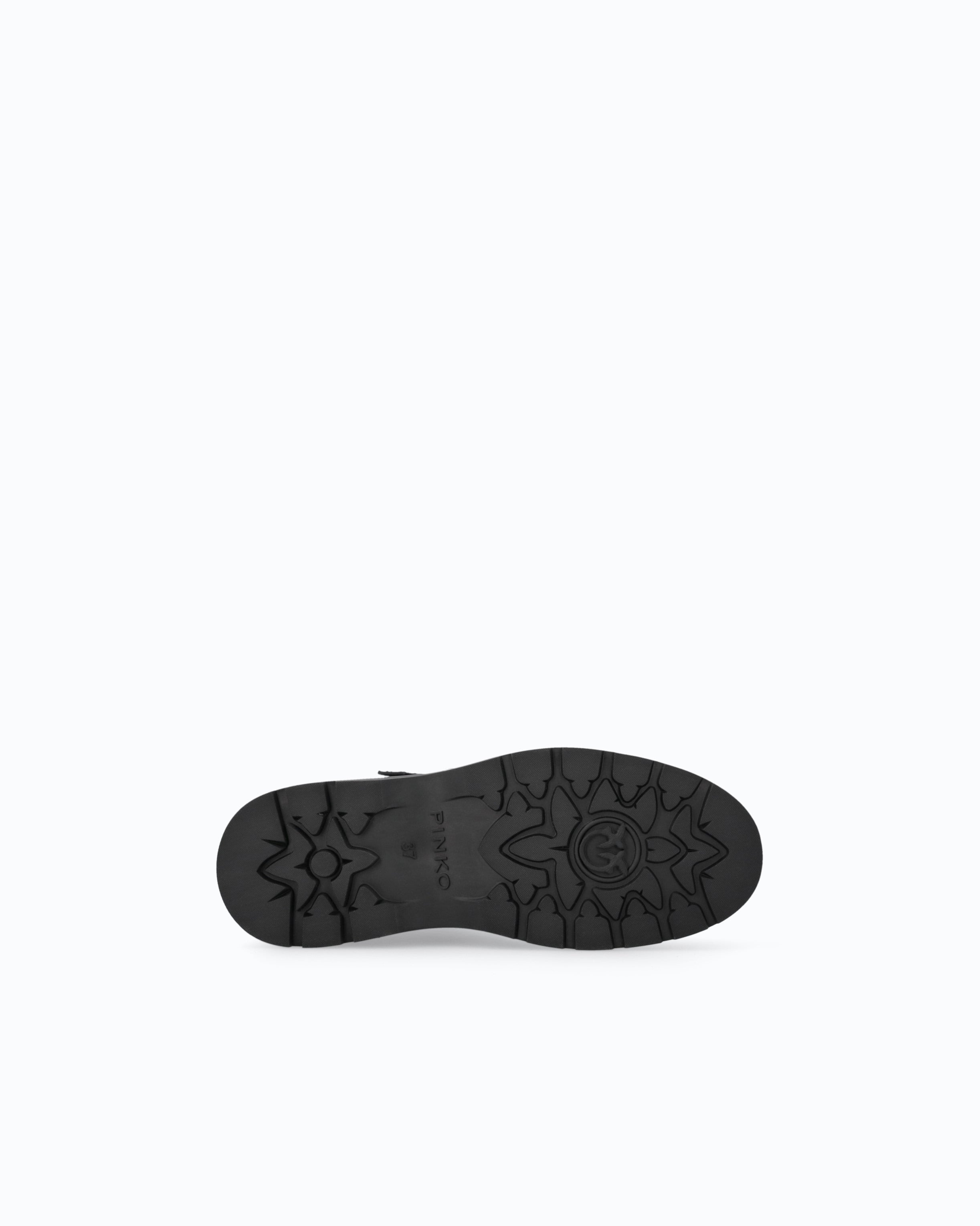 Pinko EVA 04 botki militarne czarne skórzane