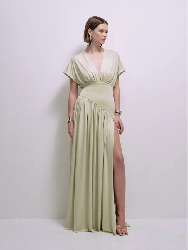 Delfi Collective Sade sukienka wieczorowa sage jersey