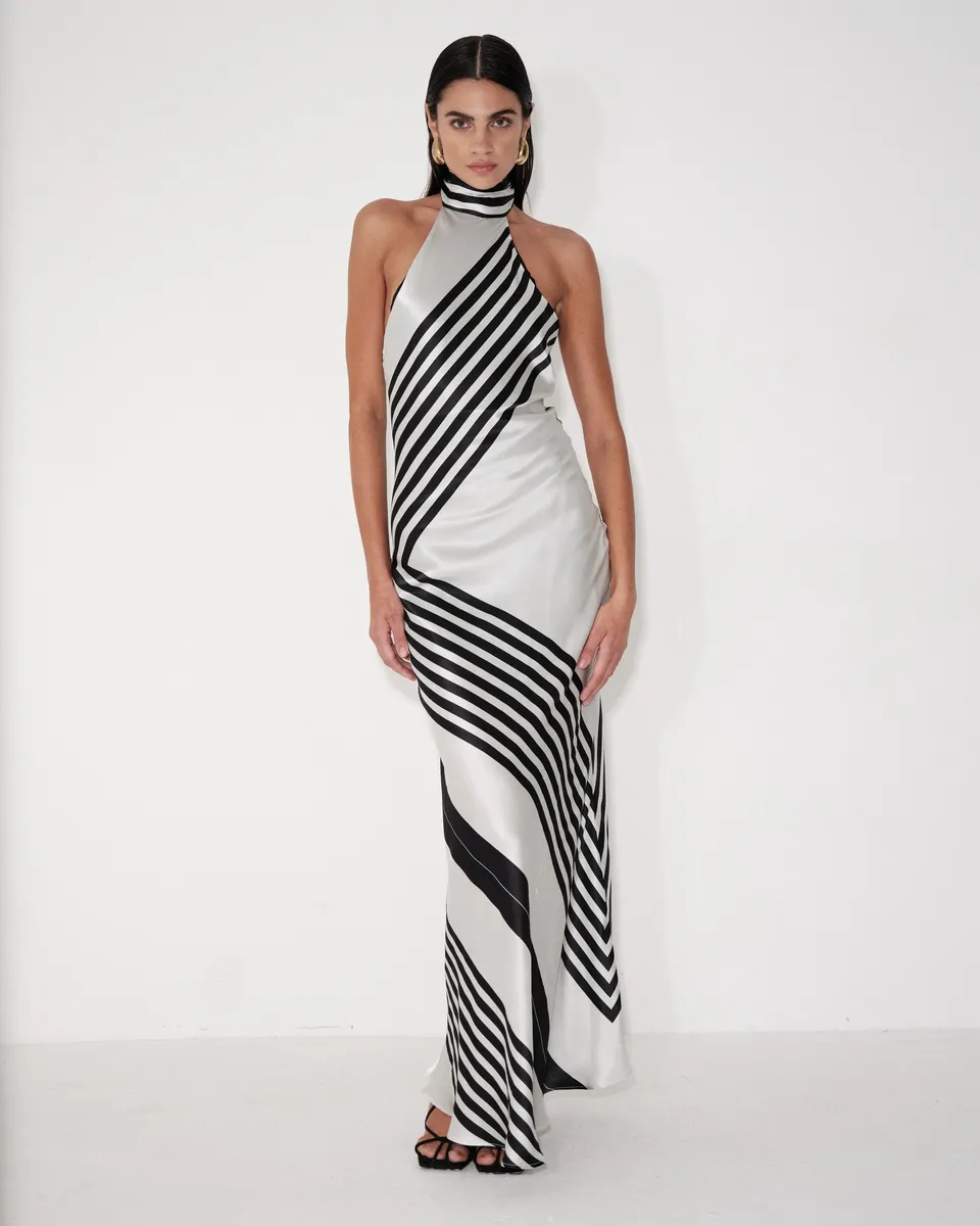 Delfi Collective Sonya sukienka paski maxi