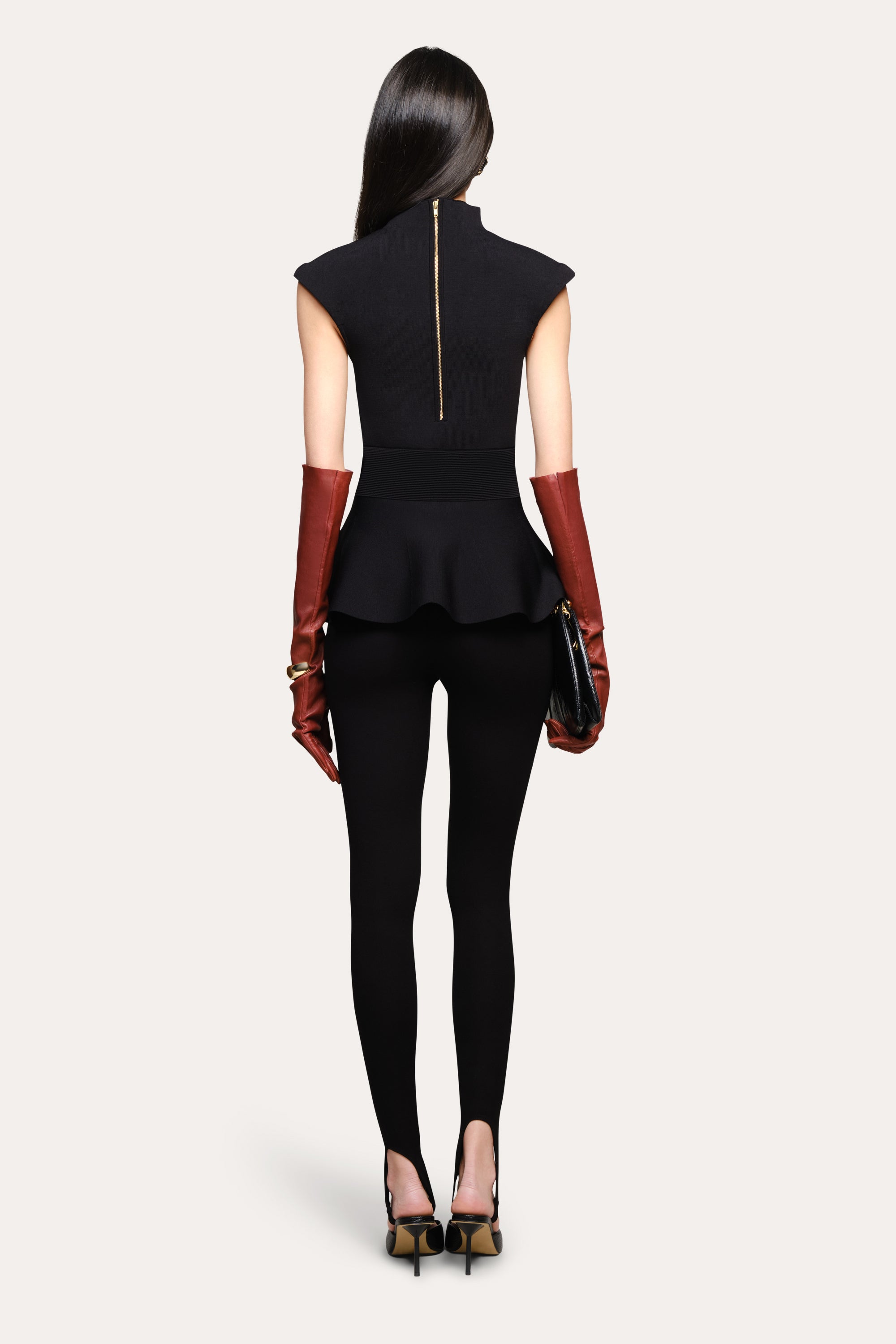 Elie Tahari Siena Milano Sculpt top czarny peplum