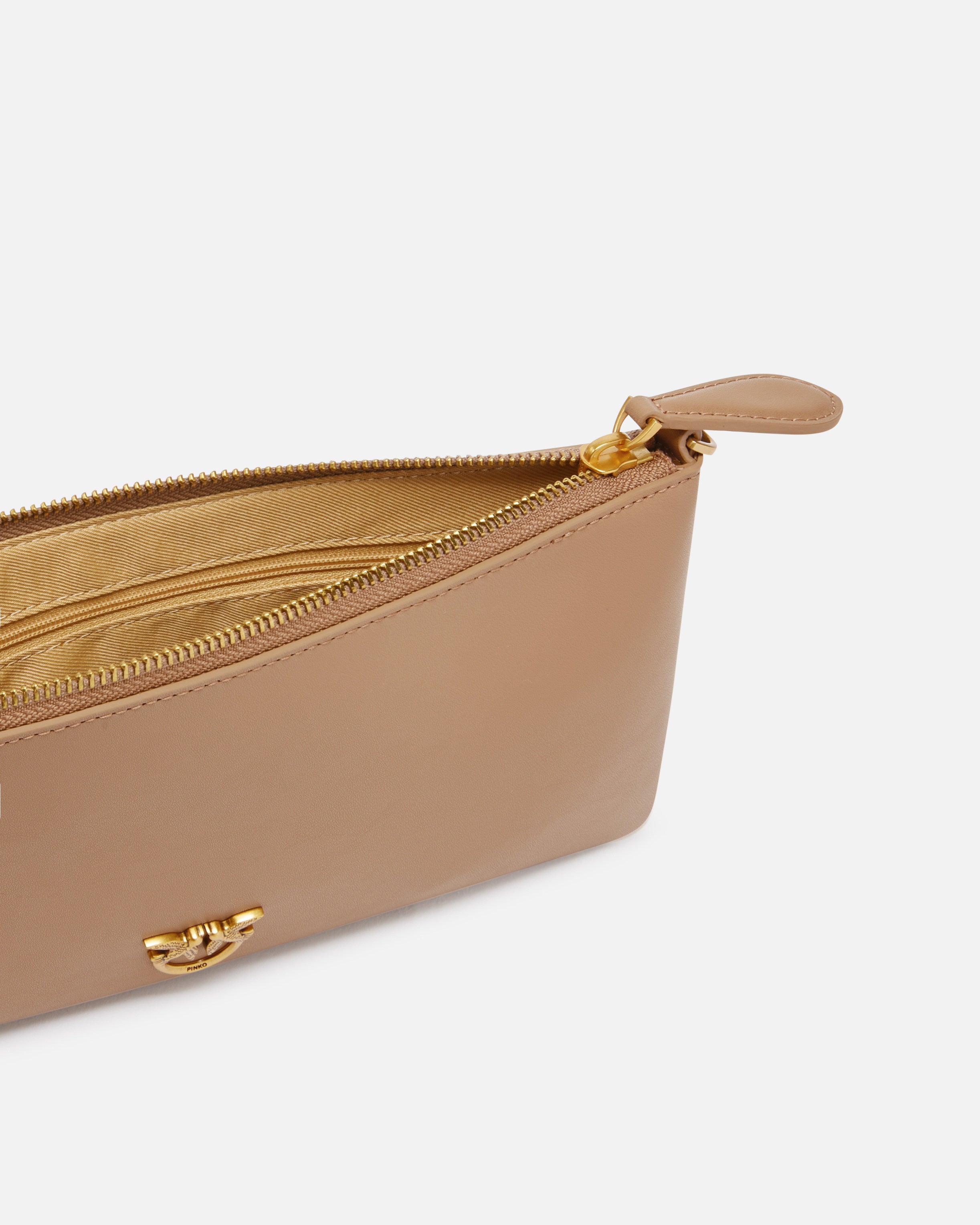 Pinko Horizontal Flat torebka skórzana brązowa