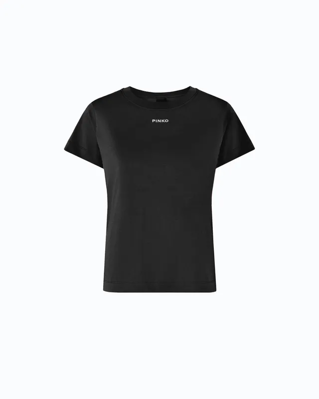 Pinko T-shirt bawełniany z logo czarny