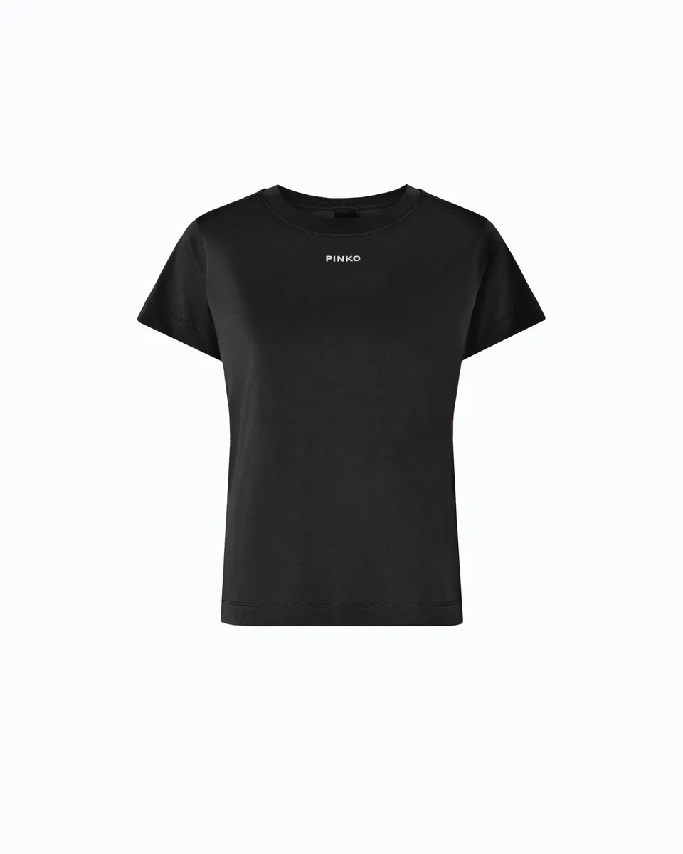 Pinko T-shirt bawełniany z logo czarny
