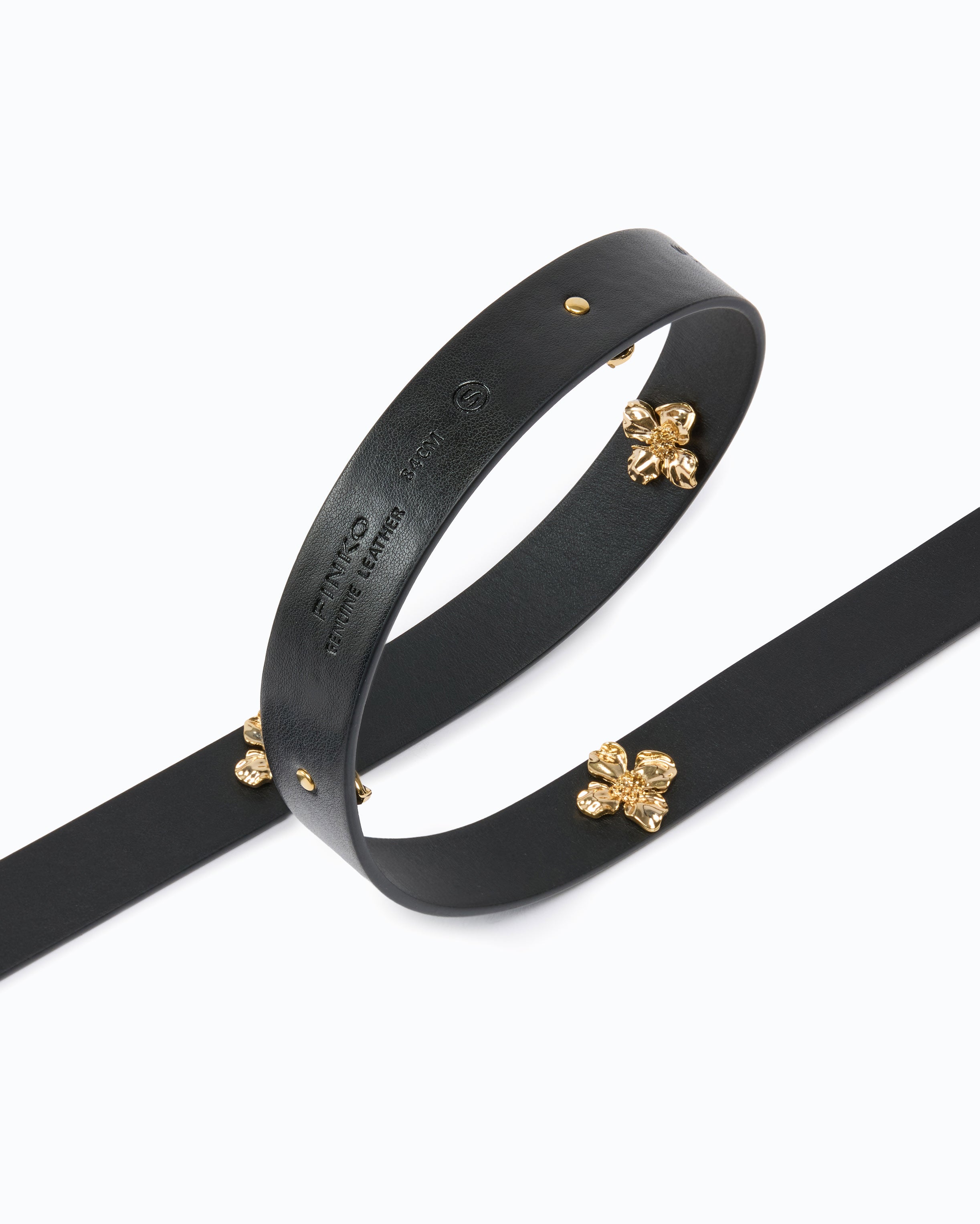 Pinko Low Belt H2.5 pasek skórzany czarny 2 cm