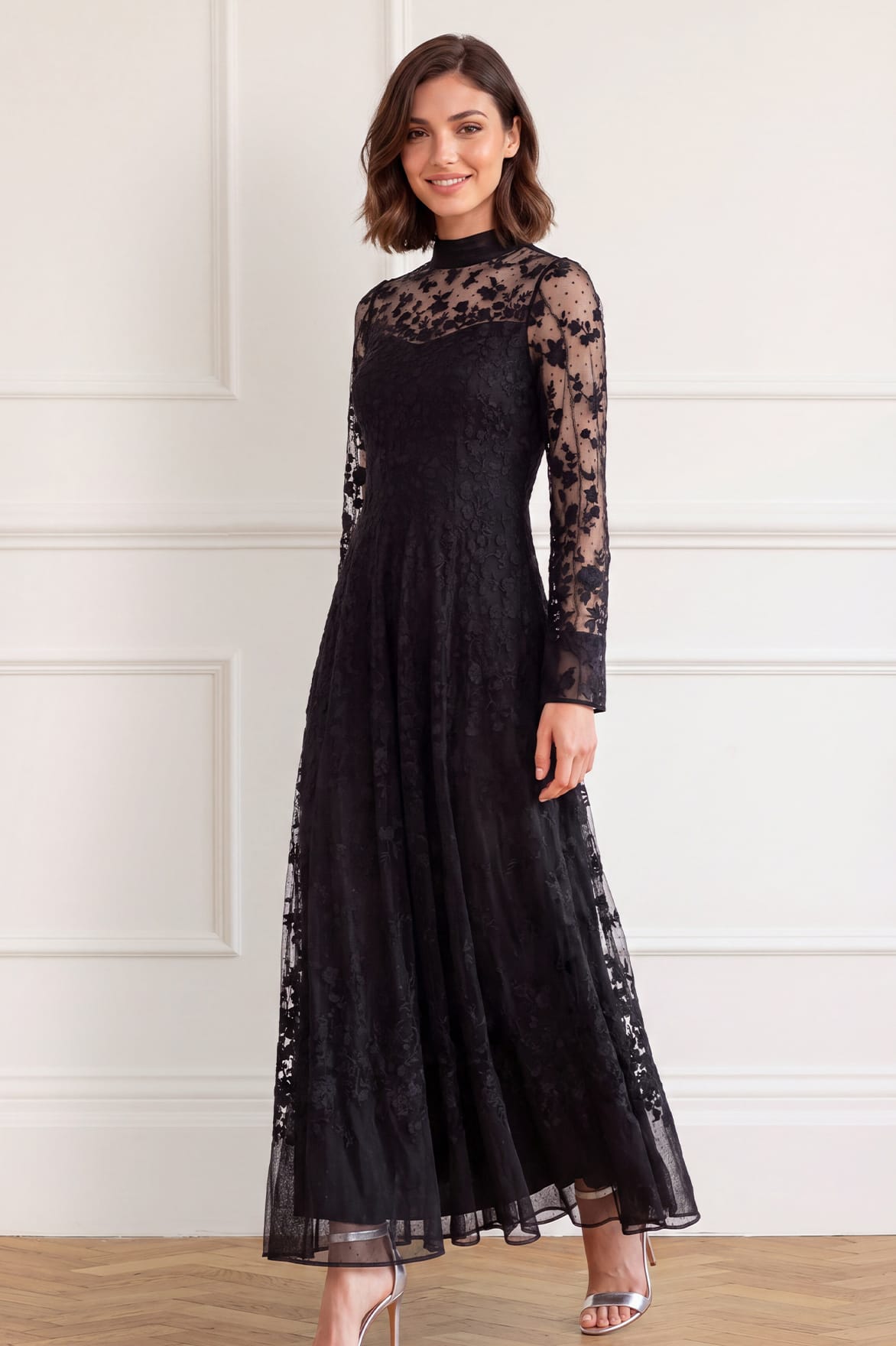 Needle & Thread Sylvia Rose Ankle Gown suknia czarna