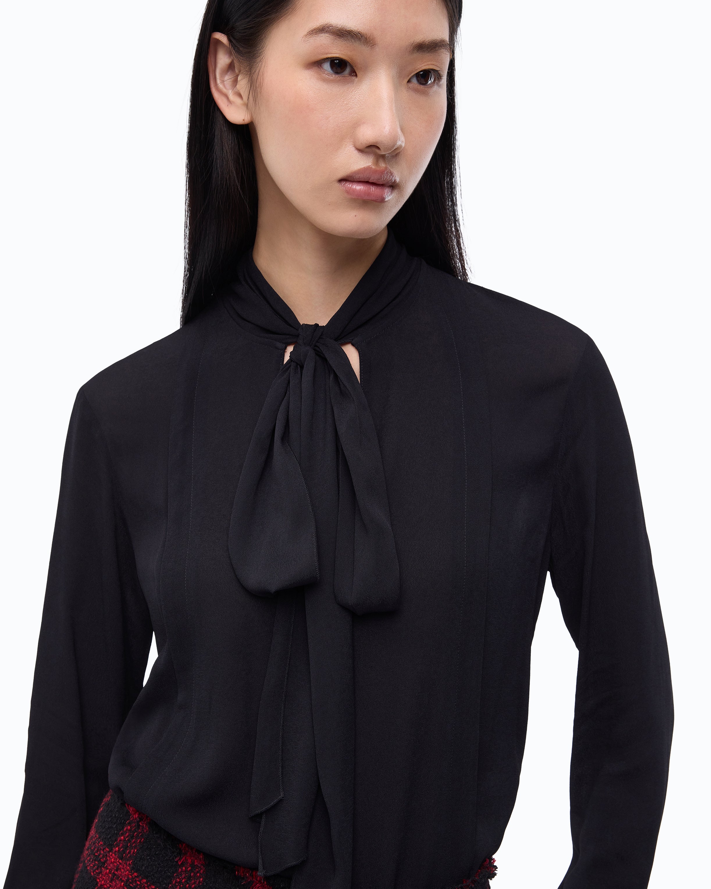 Pinko Brunnera Blouse bluzka czarna wiskoza szarfa