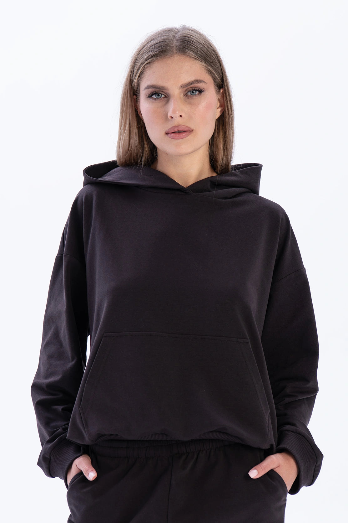 Nudyess Amber bawełniana bluza z kapturem Dark Chocolate
