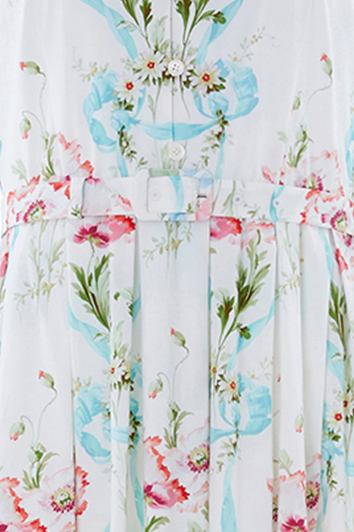 Needle & Thread Floral Ribbon Cotton sukienka biała krótki rękaw