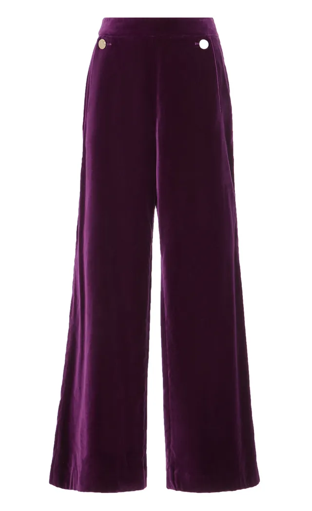 Temperley London Clove Velvet spodnie Dark Amethyst welur