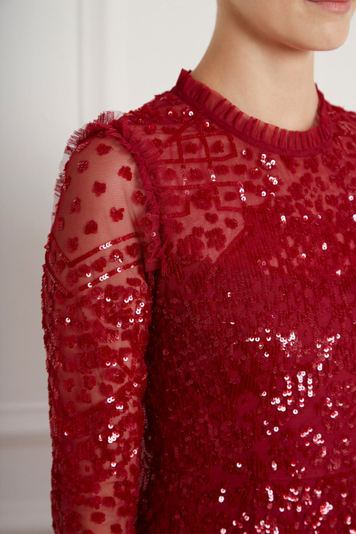 Needle & Thread Aurora Ballerina Dress sukienka czerwona koronkowa