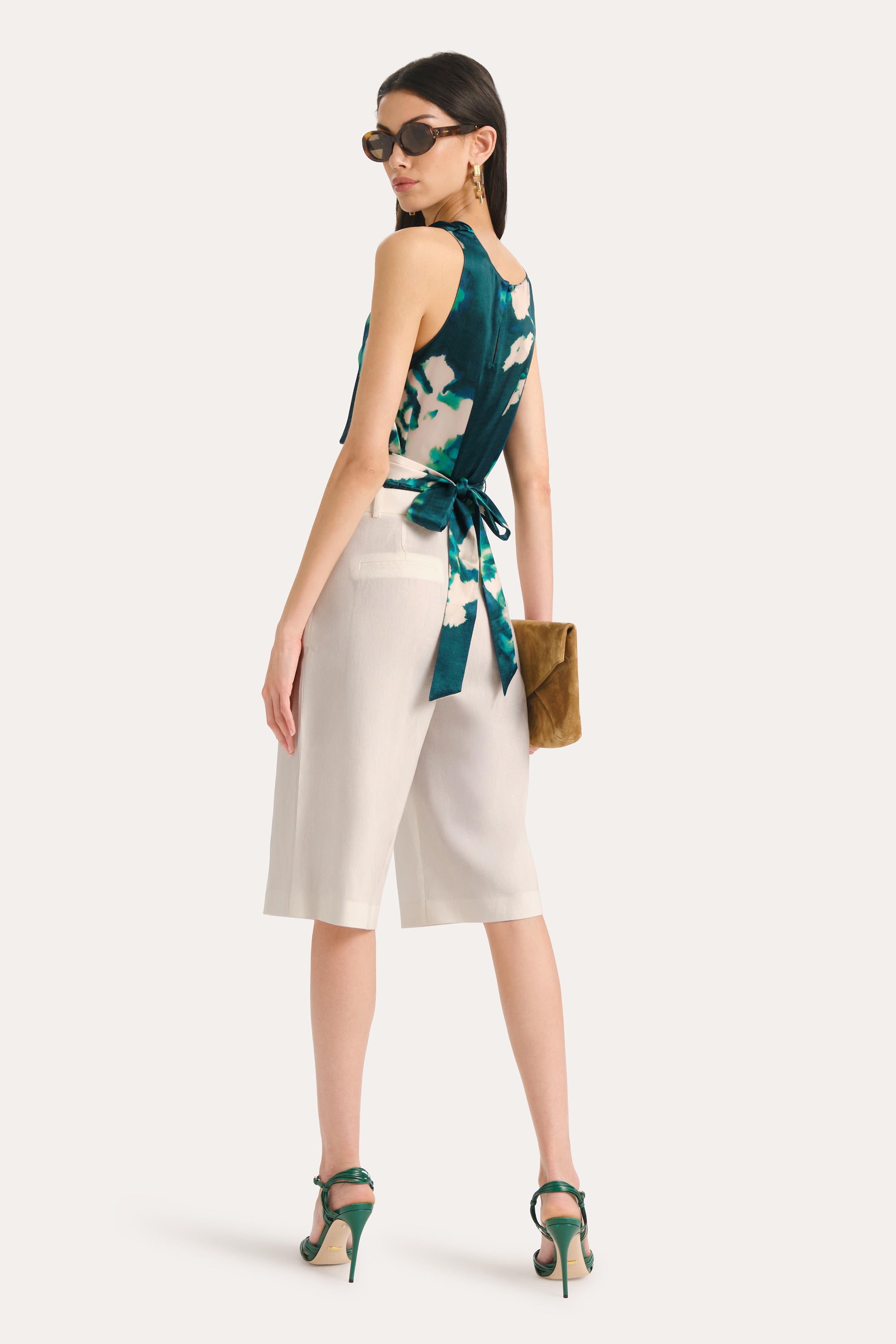 Elie Tahari Tina szorty Fresh Pearl len bermudy