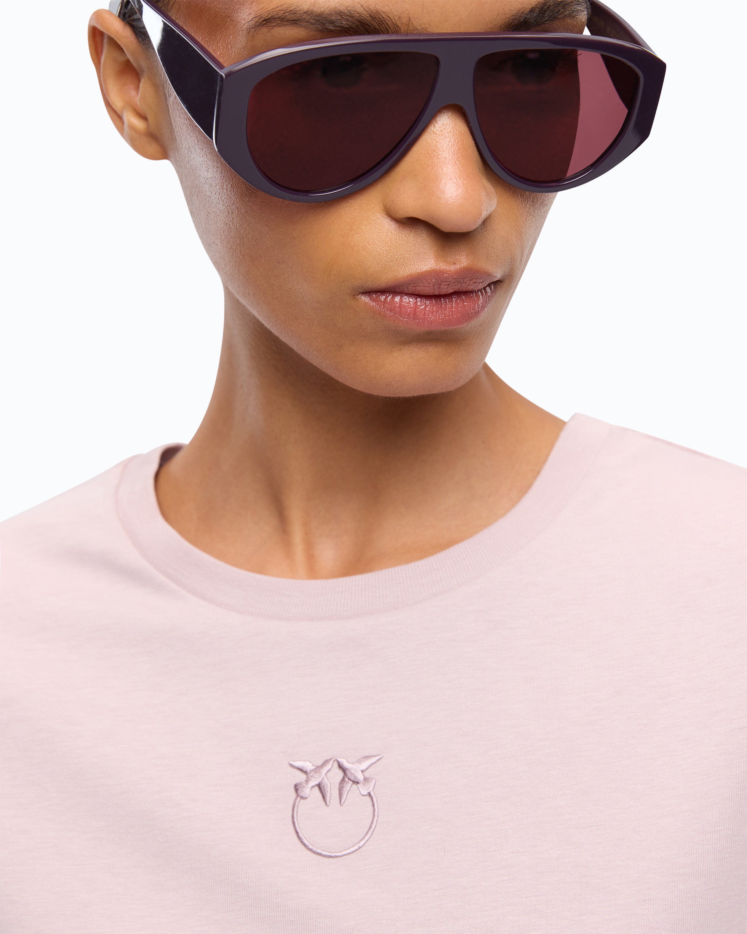 Pinko Bussolotto t-shirt bawełniany logo różowy