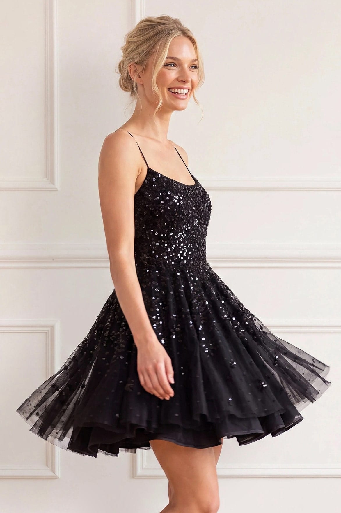 Needle & Thread Nerina Sequin Tutu Micro Mini Dress sukienka czarna