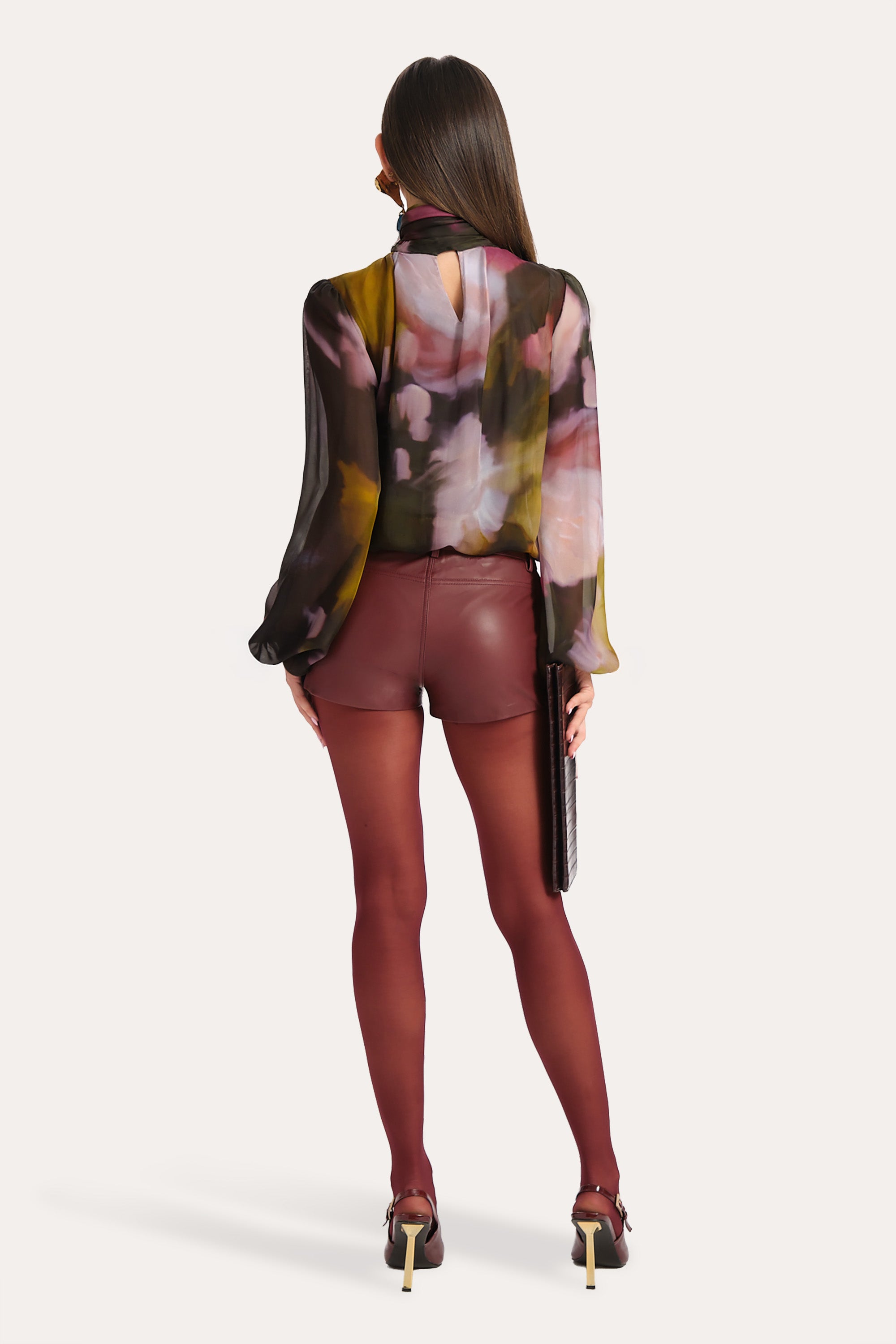 Elie Tahari Blake szorty Jester Red skórzane