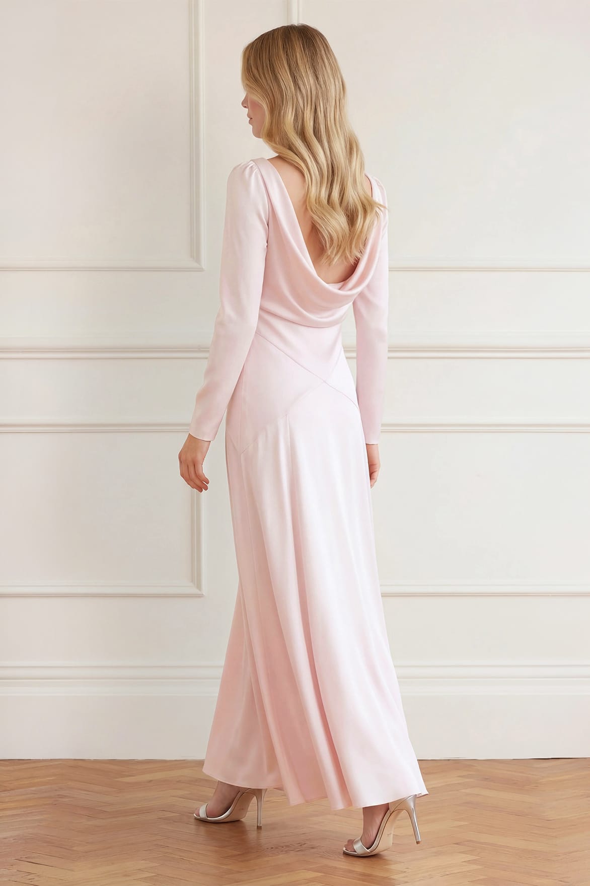 Needle & Thread Evangeline Satin Cowl Gown sukienka różowa satyna