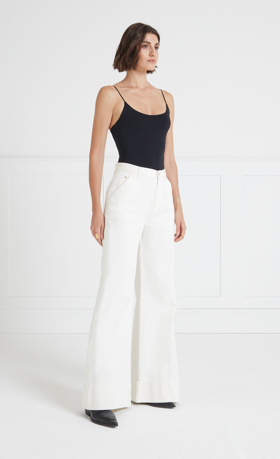 Temperley London Raquel jeansy białe wide leg