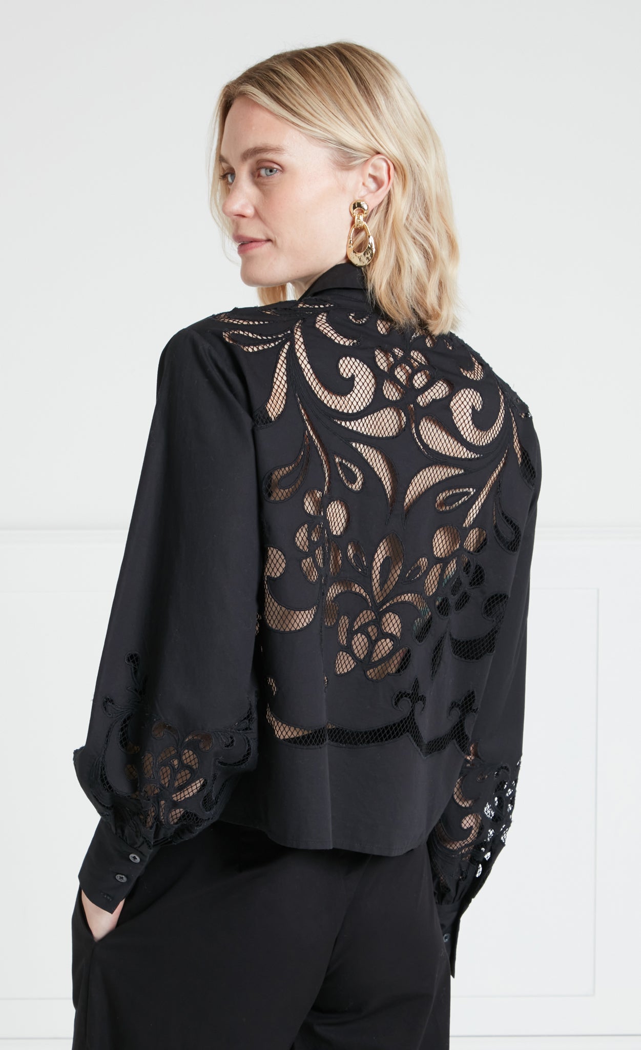 Temperley London Nelle koszula bawełniana czarna