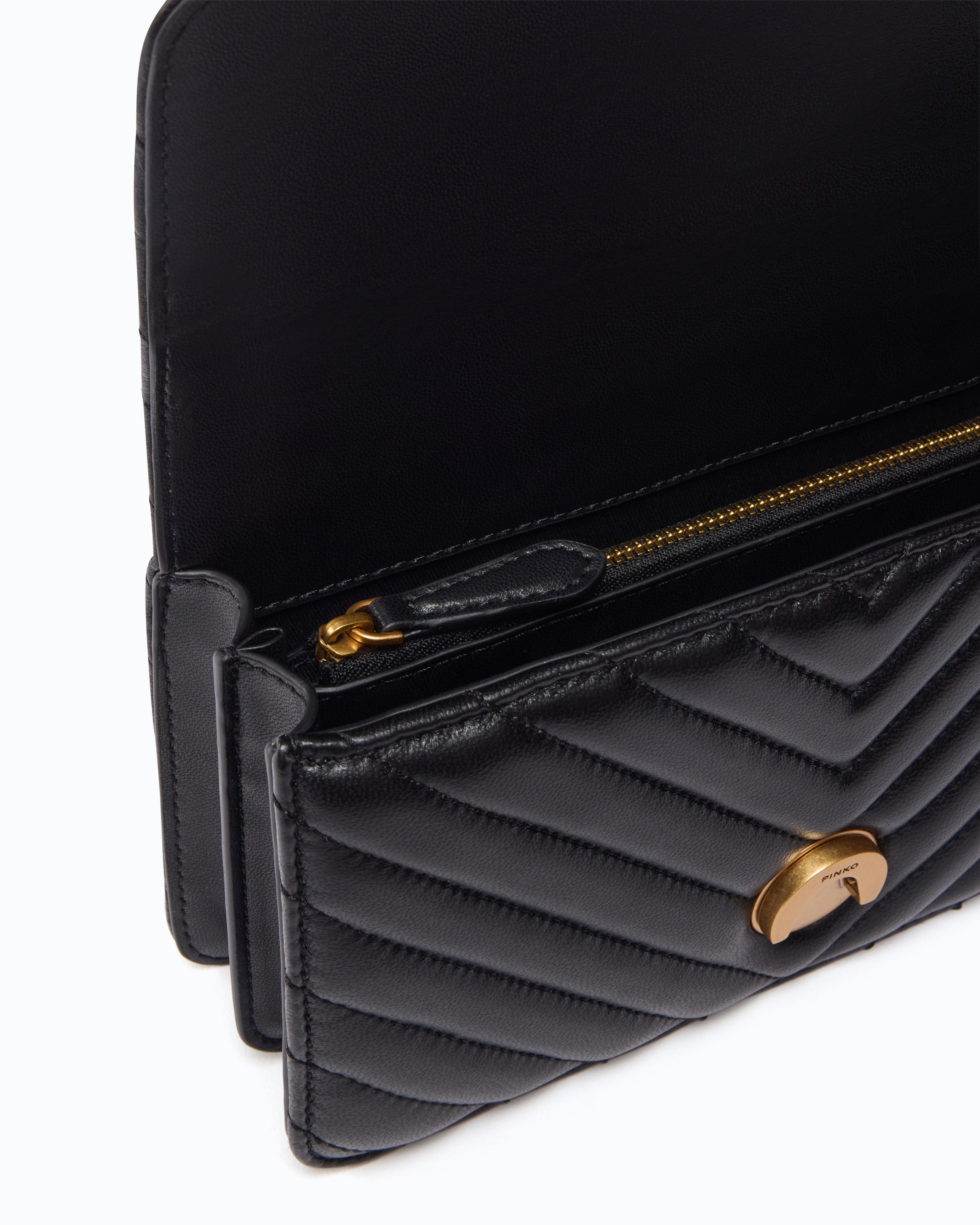 Pinko Love Bag One Chevron torebka skórzana czarna mini